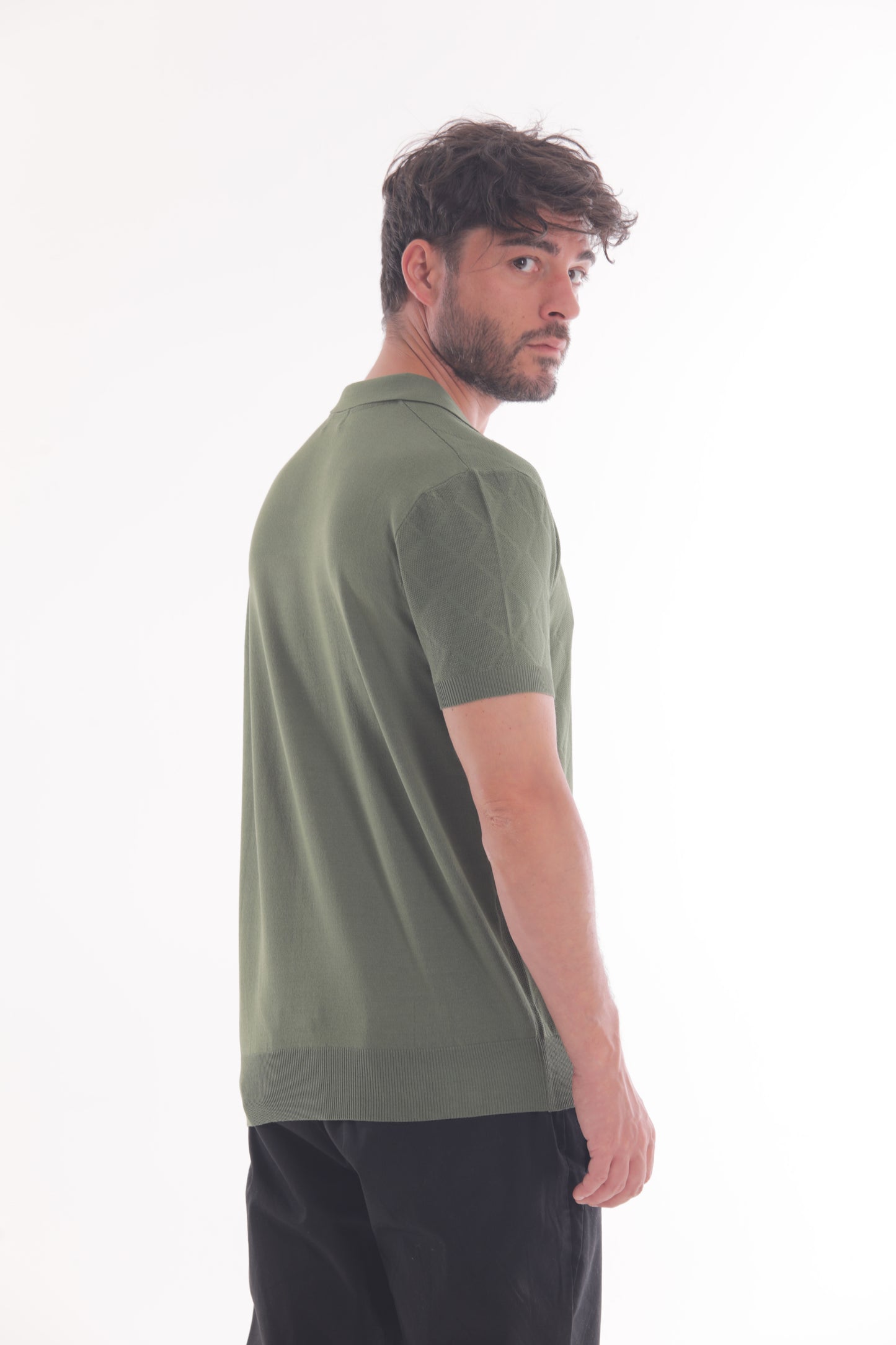 POLO SENZA BOTTONI IN MAGLIA A ROMBI