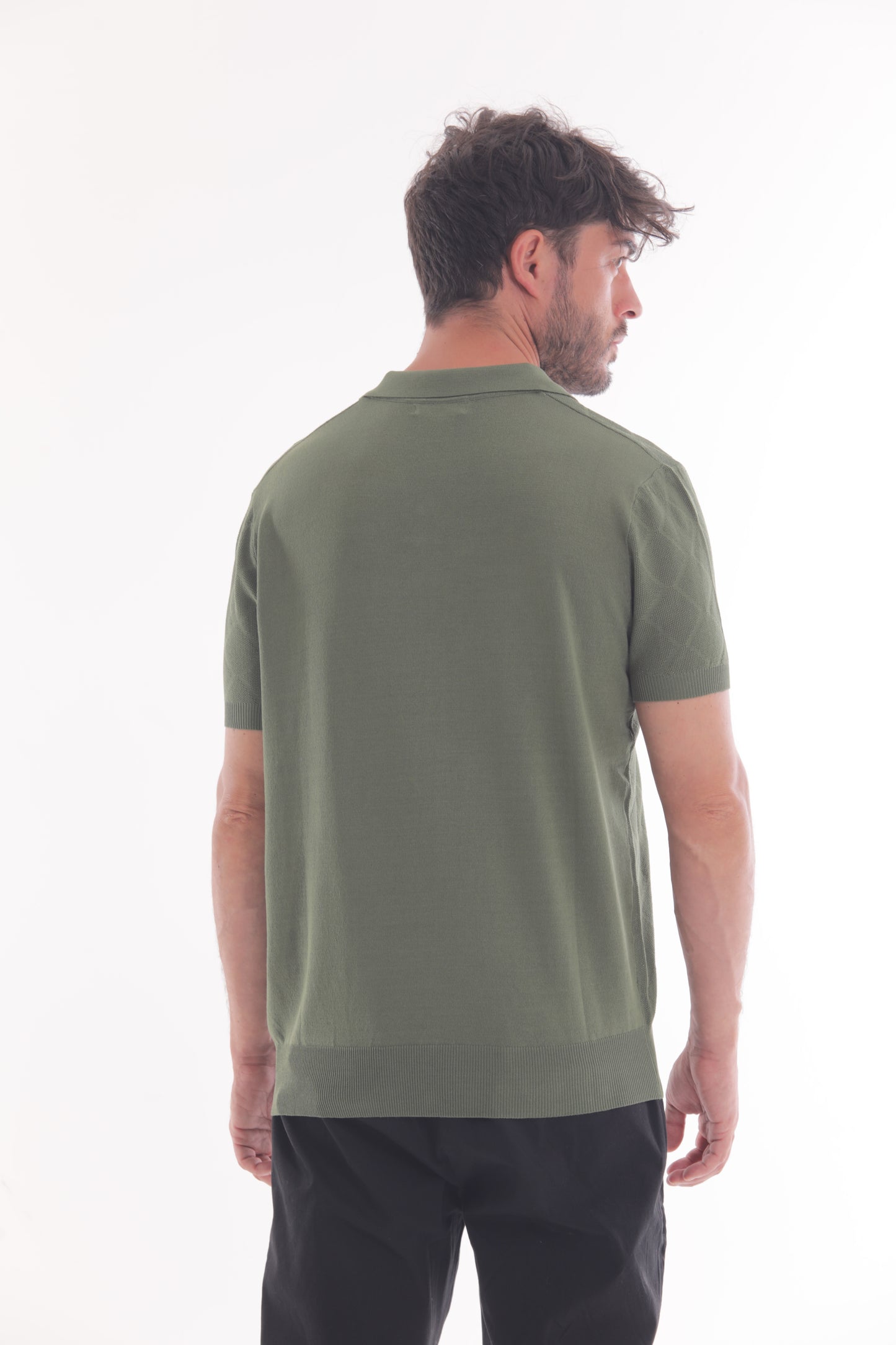 POLO SENZA BOTTONI IN MAGLIA A ROMBI