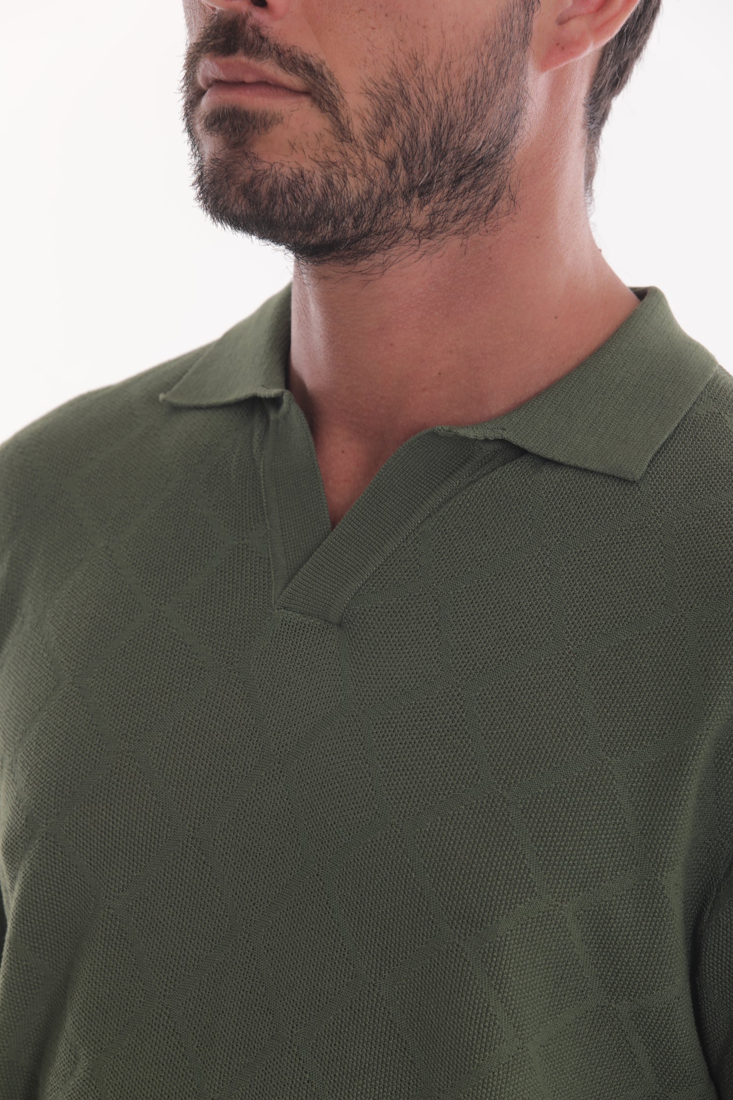 POLO SENZA BOTTONI IN MAGLIA A ROMBI