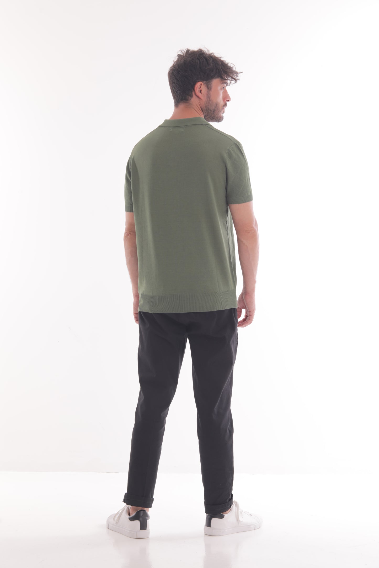 POLO SENZA BOTTONI IN MAGLIA A ROMBI