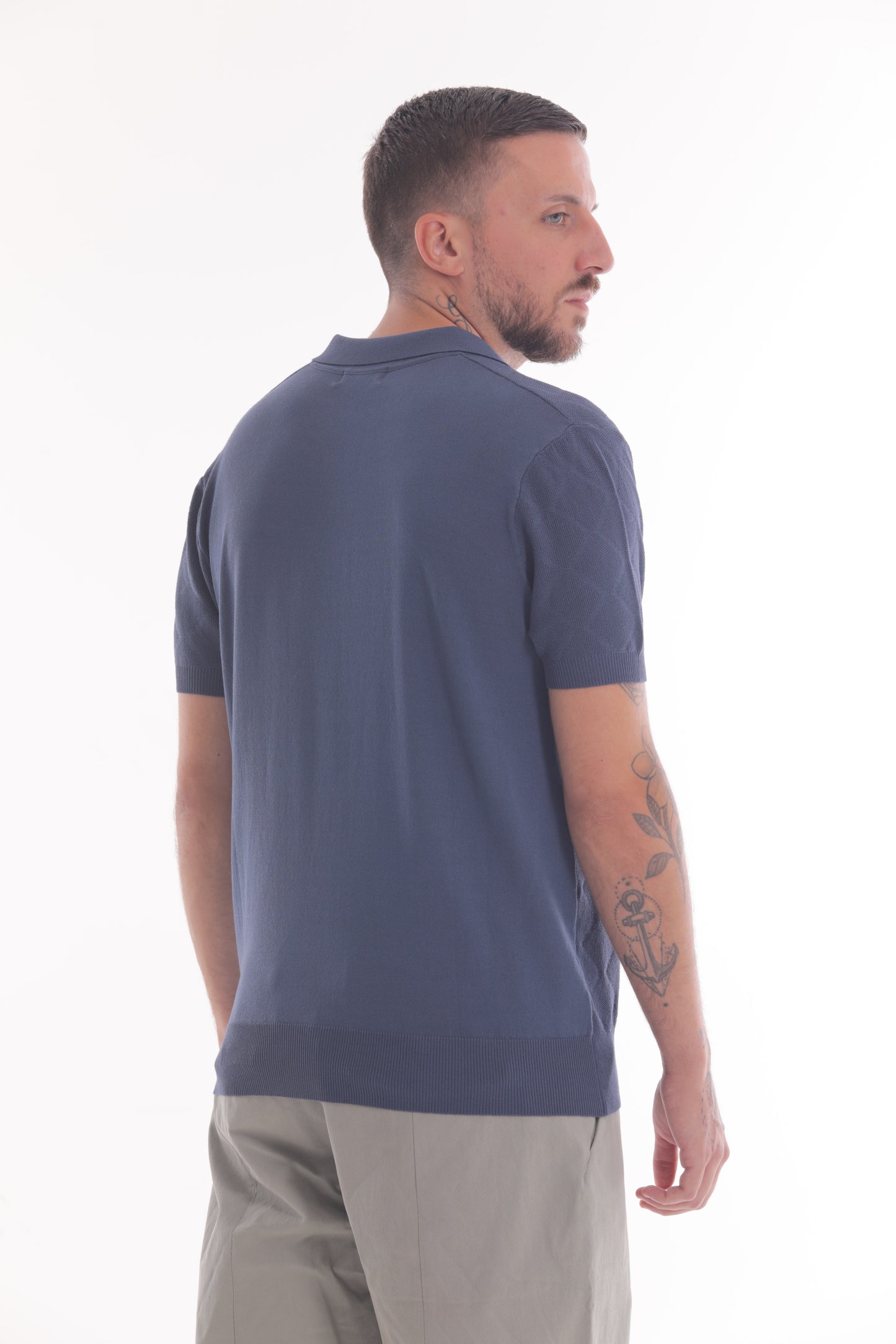 POLO SENZA BOTTONI IN MAGLIA A ROMBI