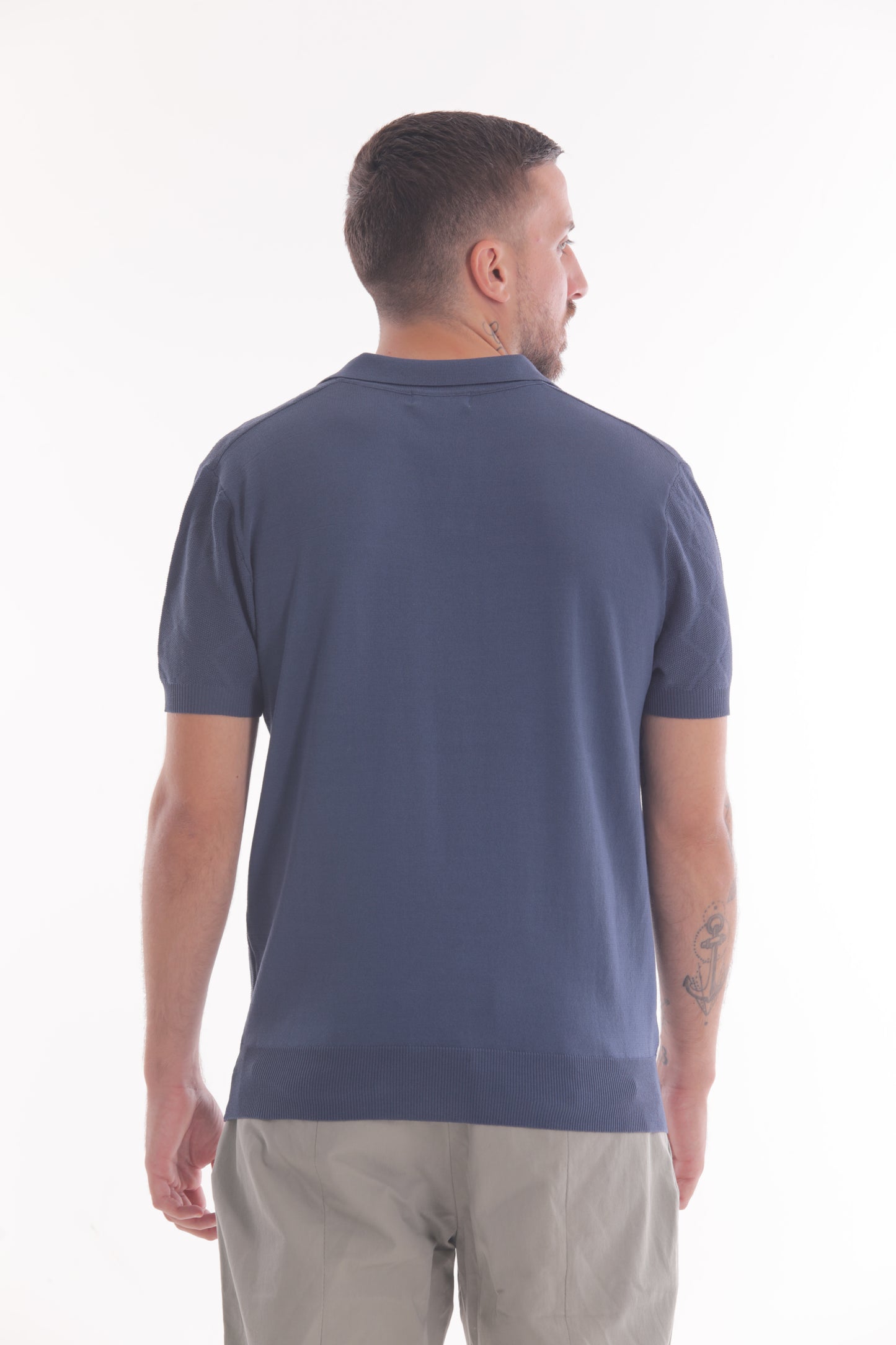 POLO SENZA BOTTONI IN MAGLIA A ROMBI