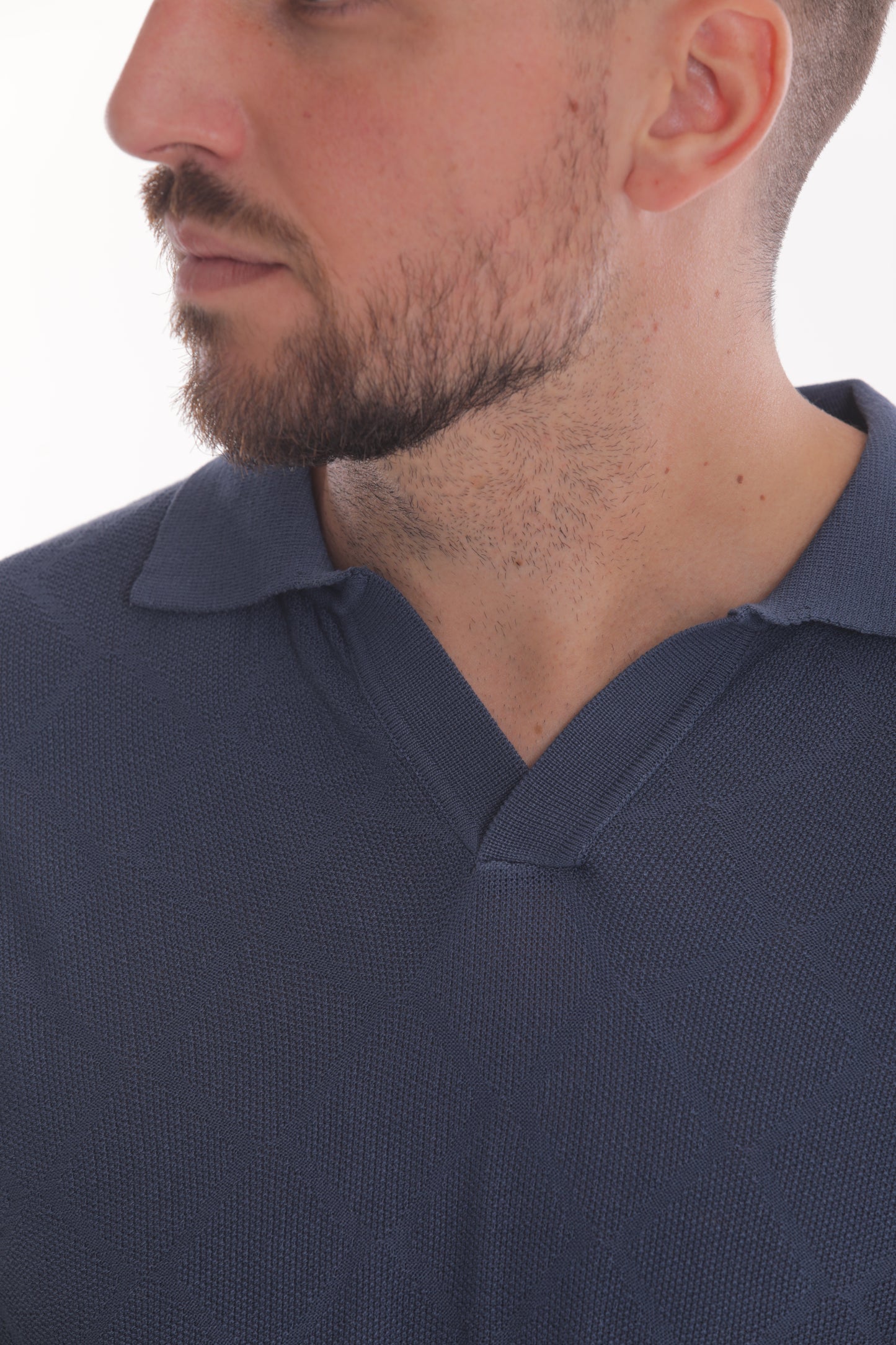 POLO SENZA BOTTONI IN MAGLIA A ROMBI