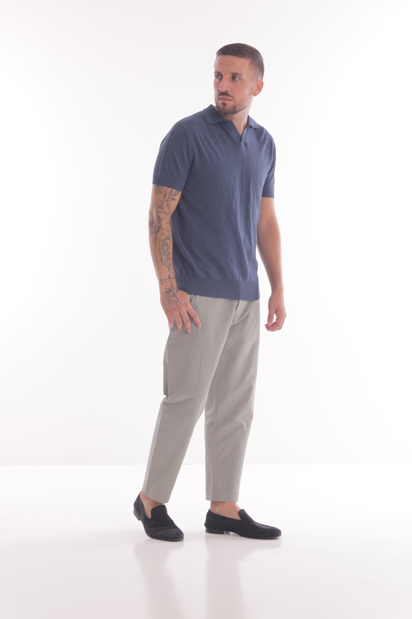POLO SENZA BOTTONI IN MAGLIA A ROMBI