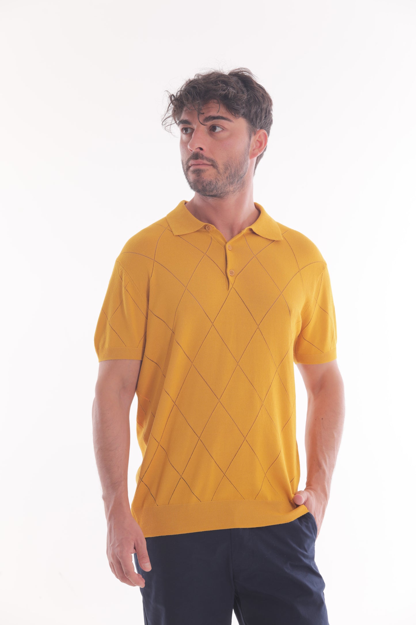 POLO IN MAGLIA A ROMBI