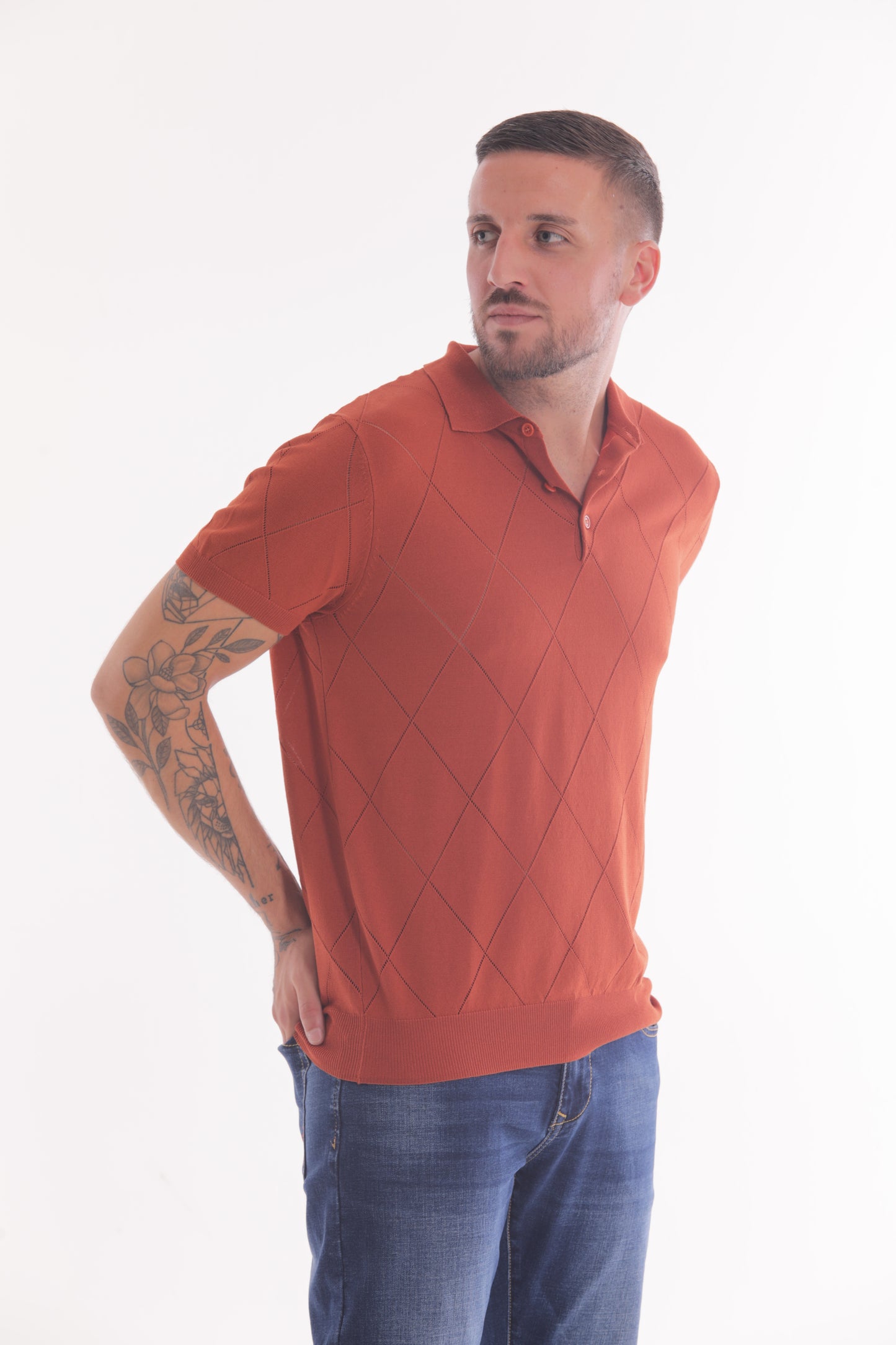 POLO IN MAGLIA A ROMBI