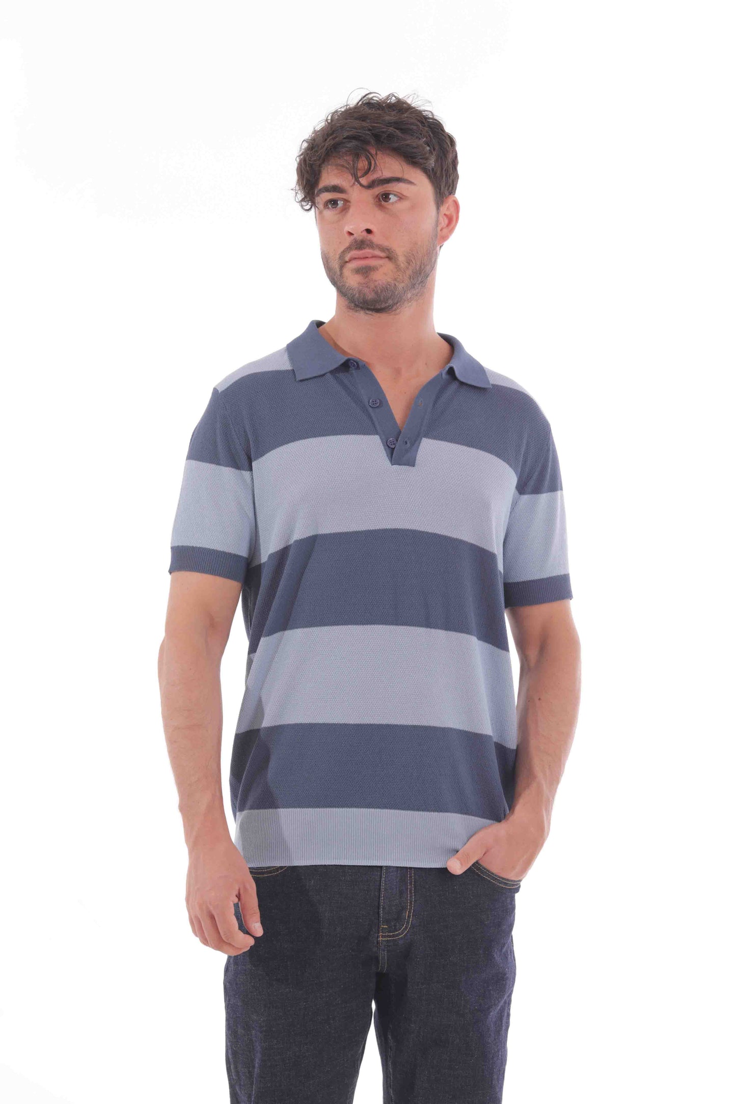 POLO IN MAGLIA A RIGHE LARGHE