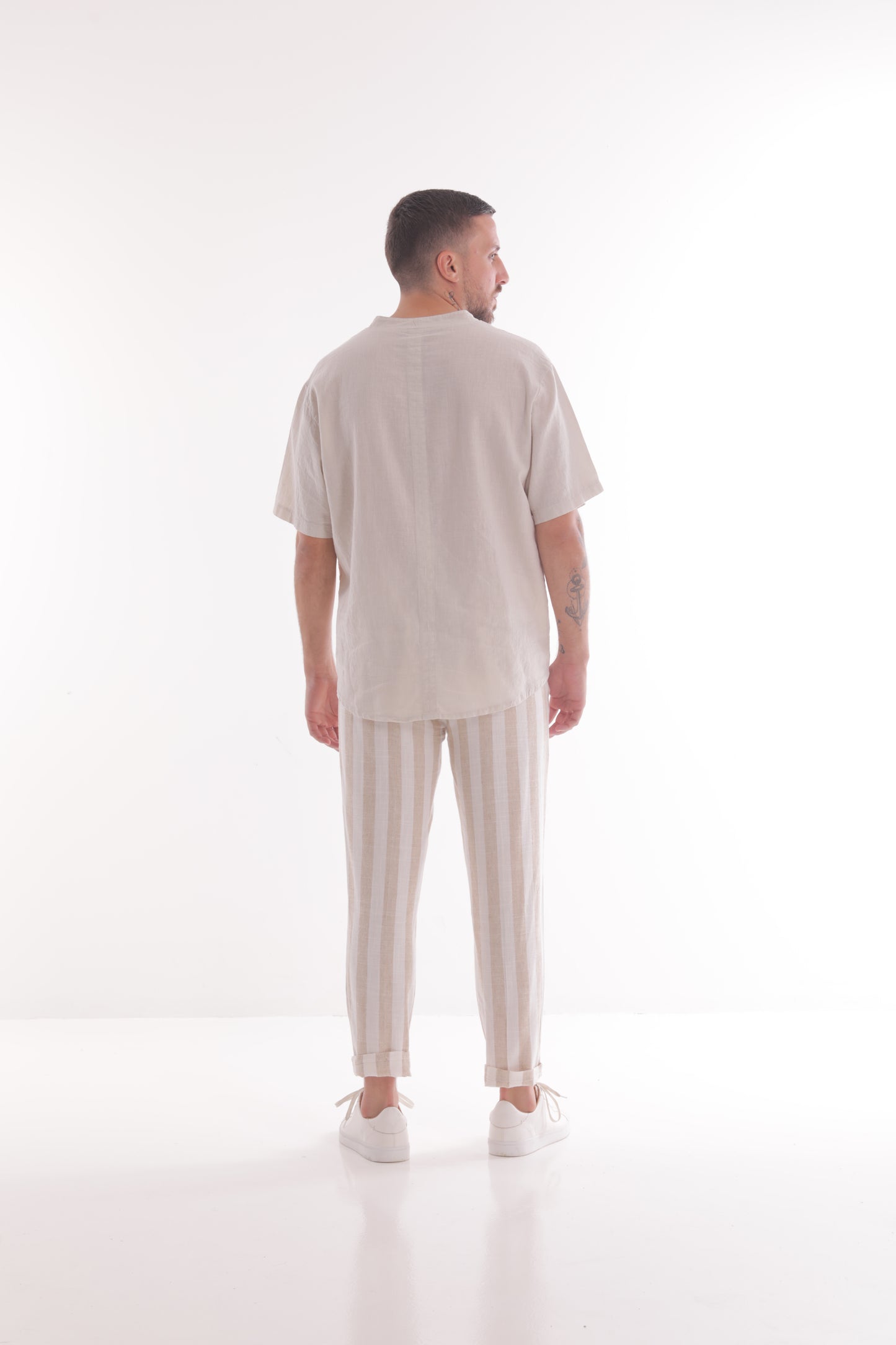 PANTALONI DI LINO A RIGHE