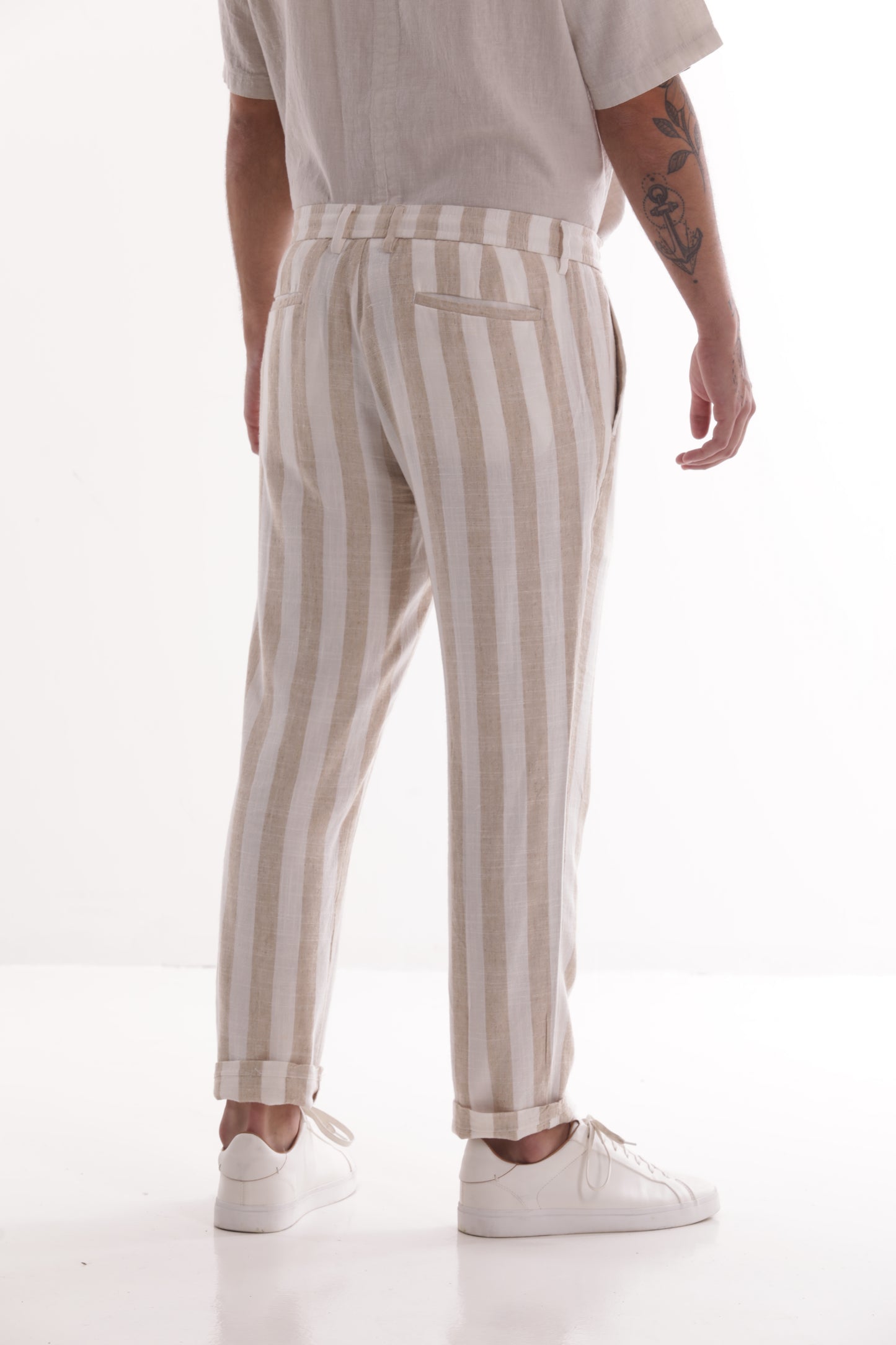 PANTALONI DI LINO A RIGHE