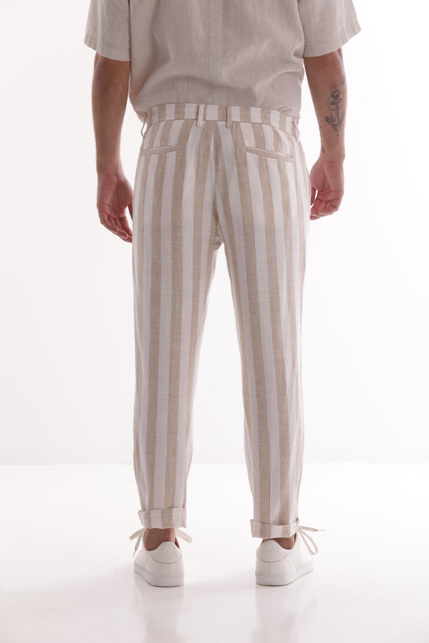 PANTALONI DI LINO A RIGHE