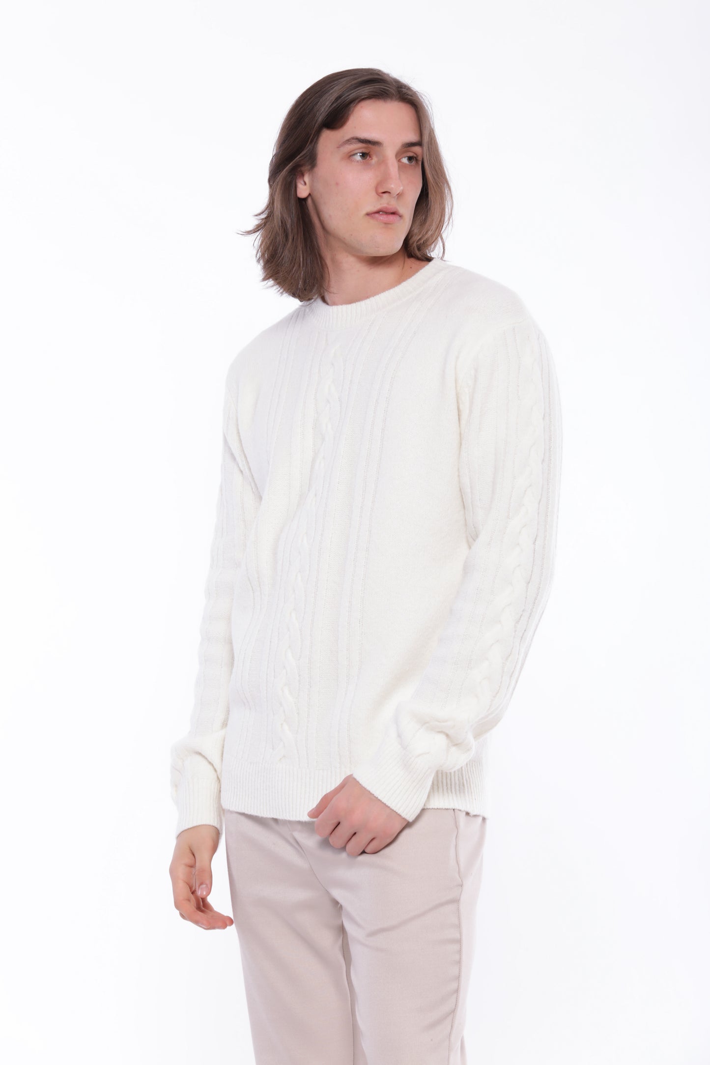 MAGLIA GIROCOLLO STRUTTURA A TRECCE