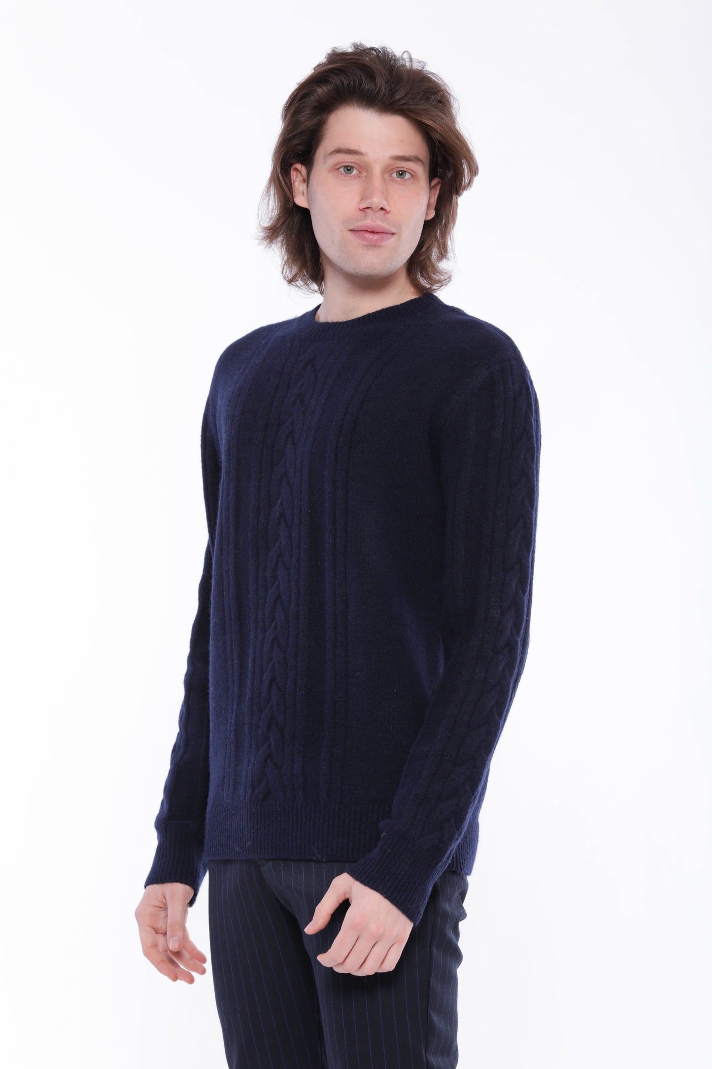 MAGLIA GIROCOLLO STRUTTURA A TRECCE