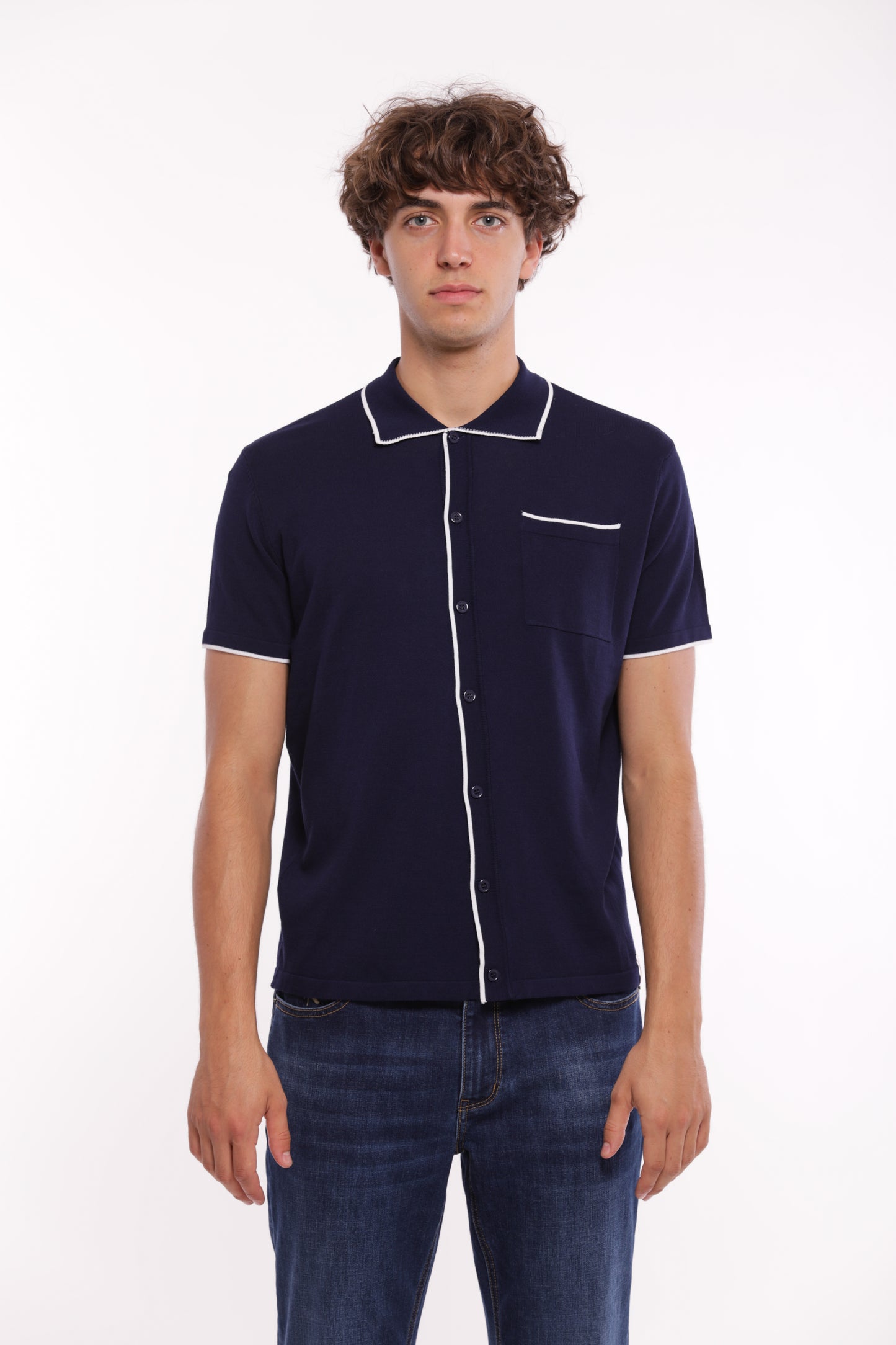 CAMICIA A POLO IN MAGLIA A CONTRASTO
