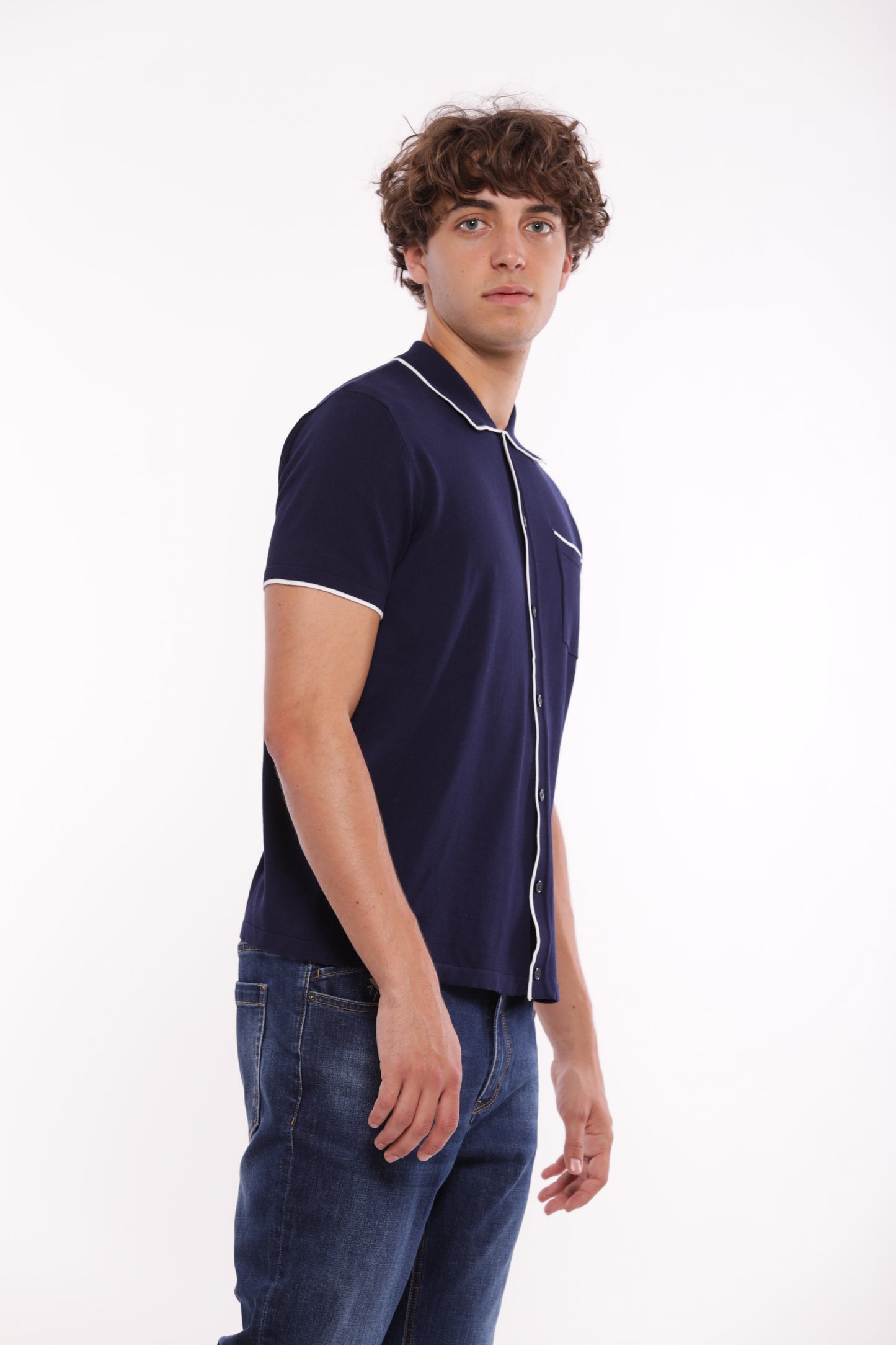 CAMICIA A POLO IN MAGLIA A CONTRASTO