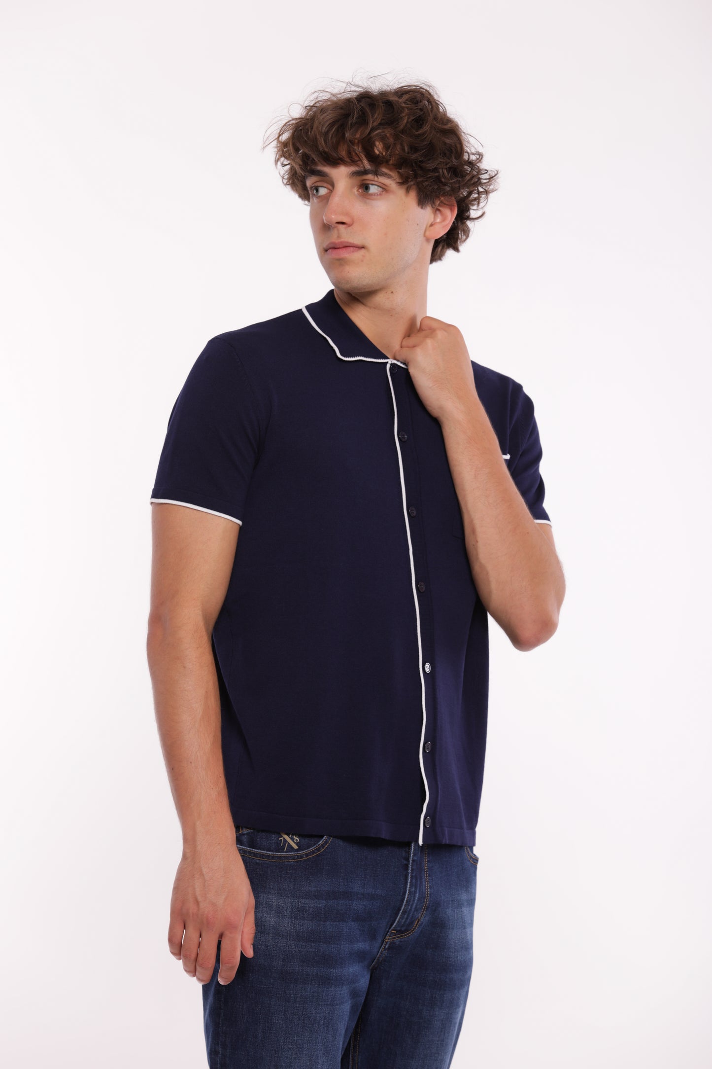 CAMICIA A POLO IN MAGLIA A CONTRASTO