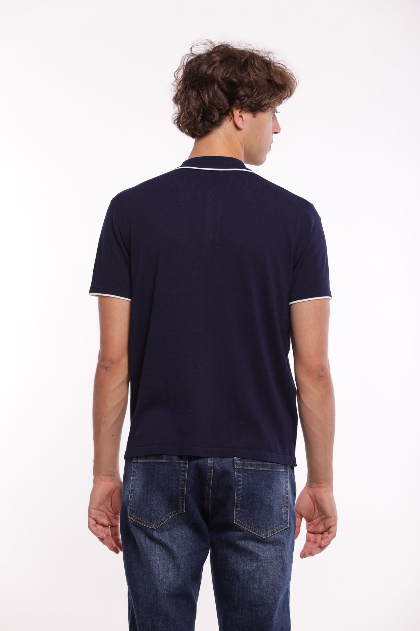 CAMICIA A POLO IN MAGLIA A CONTRASTO