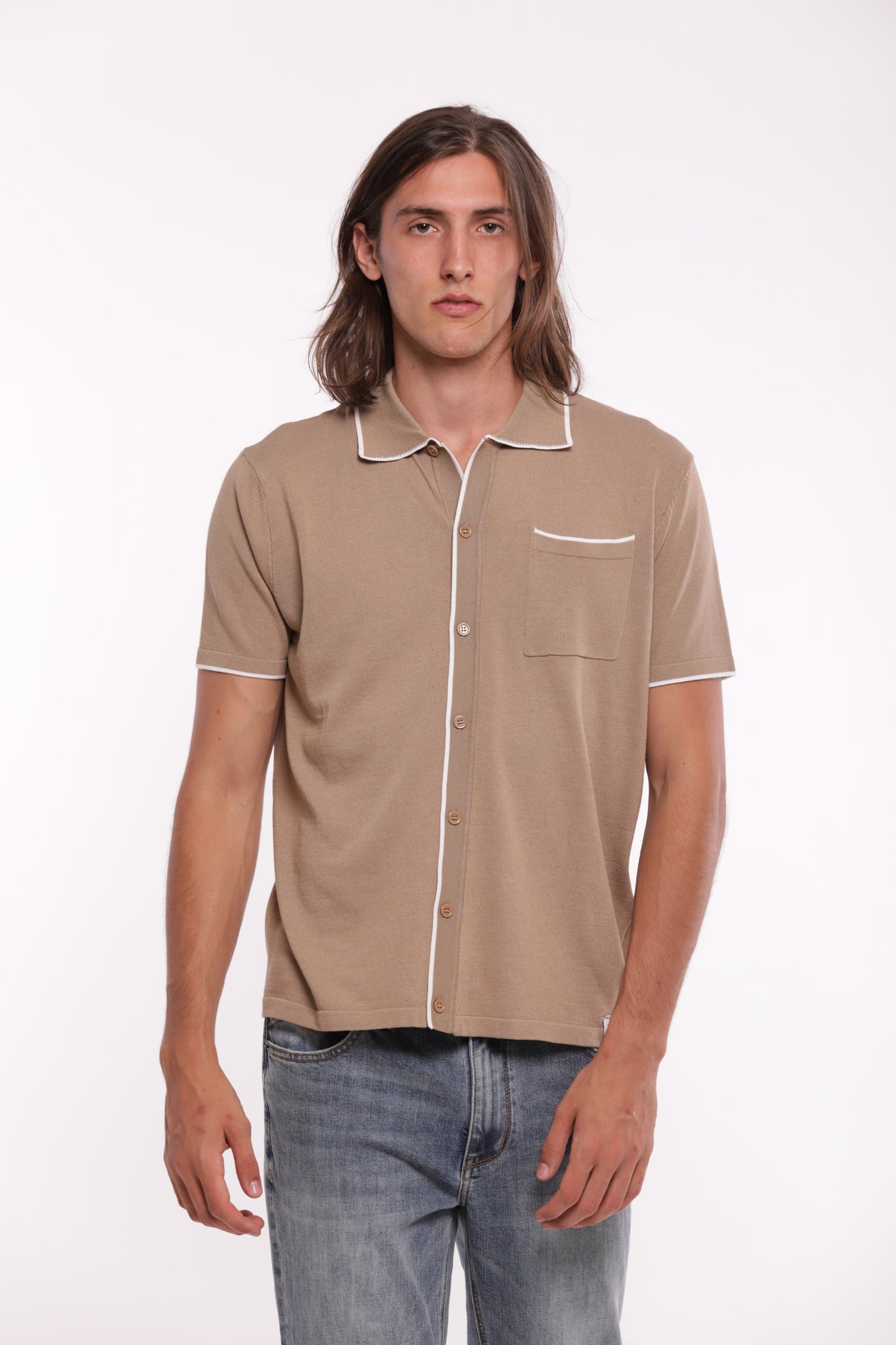 CAMICIA A POLO IN MAGLIA A CONTRASTO