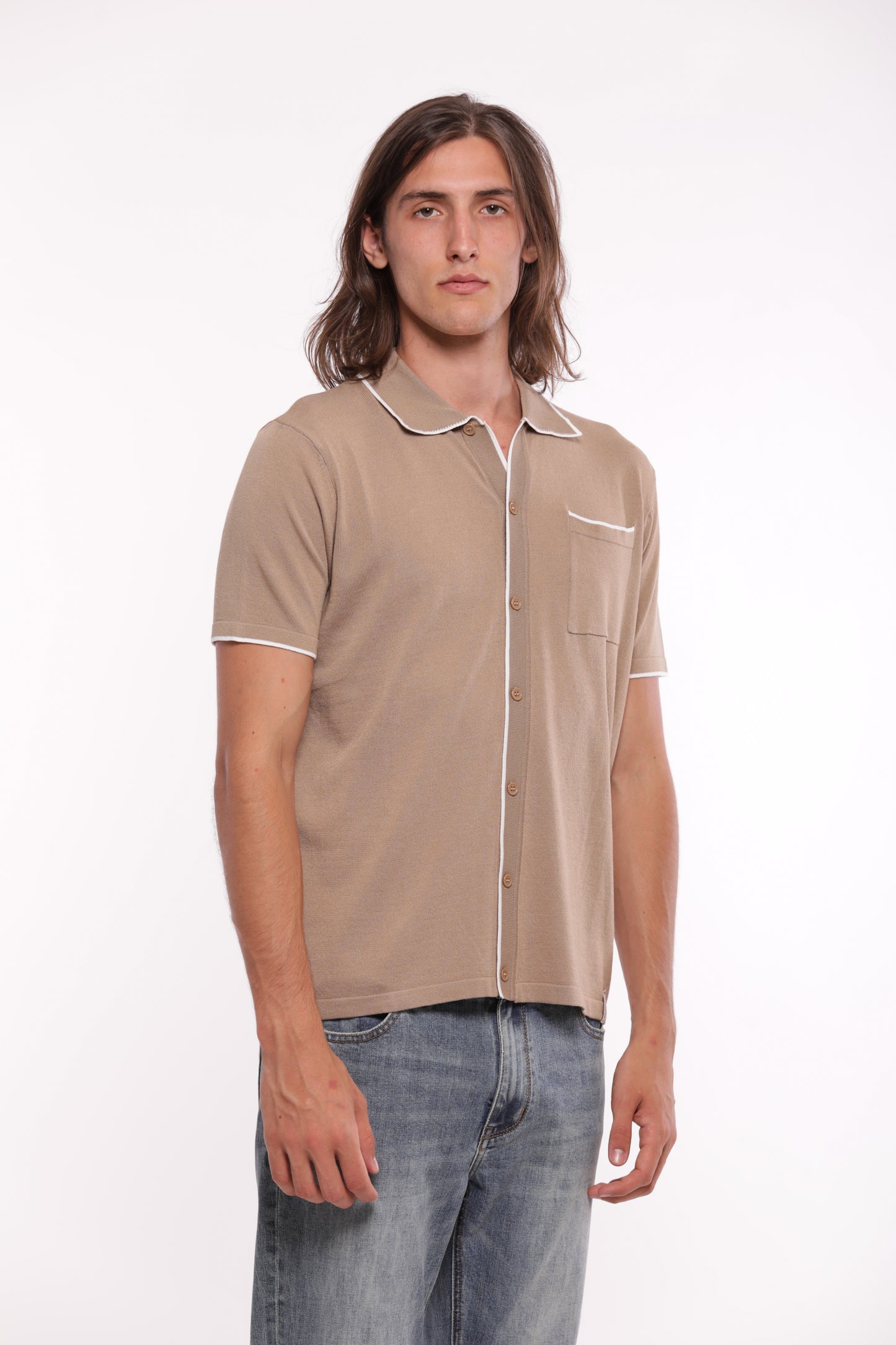 CAMICIA A POLO IN MAGLIA A CONTRASTO