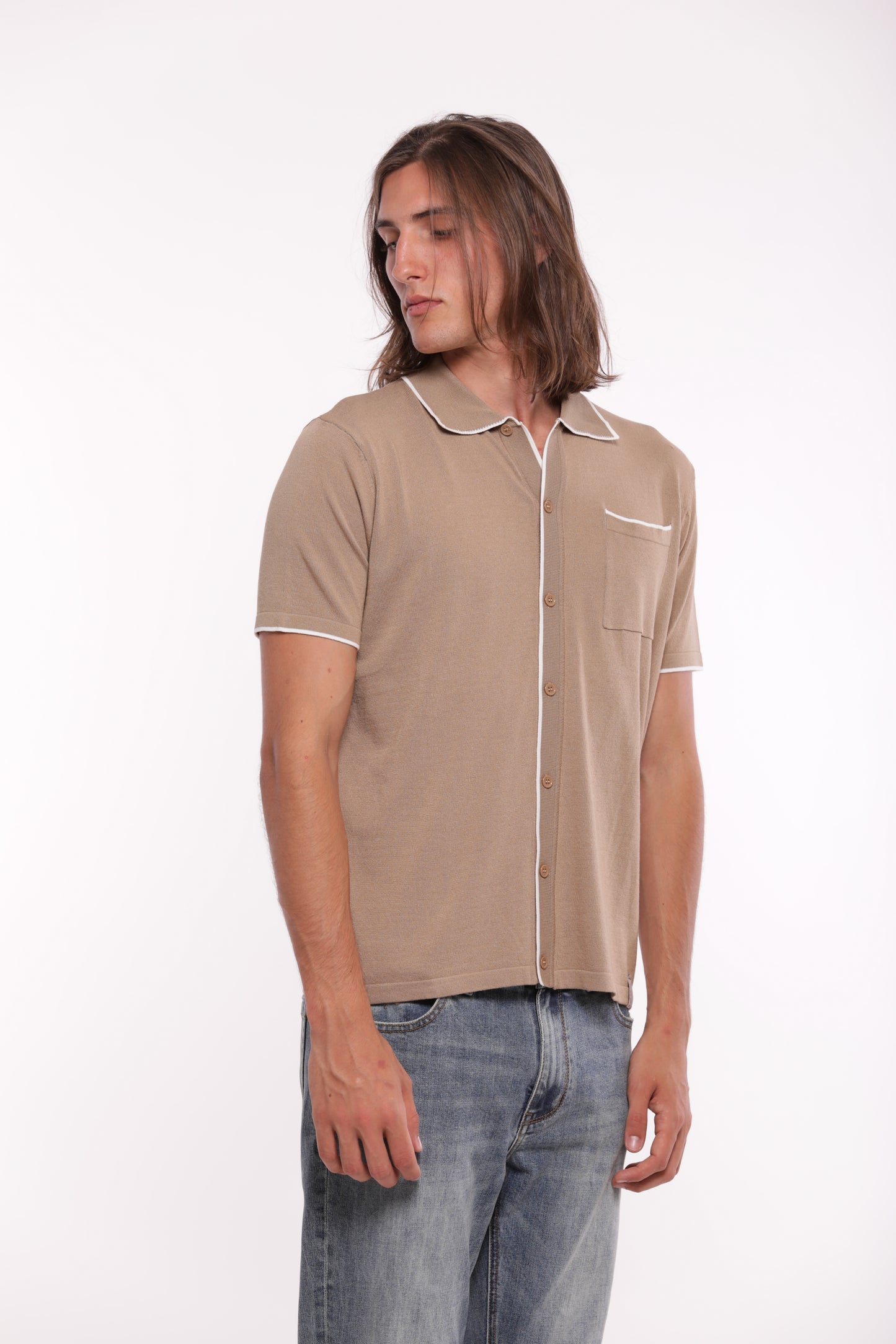 CAMICIA A POLO IN MAGLIA A CONTRASTO