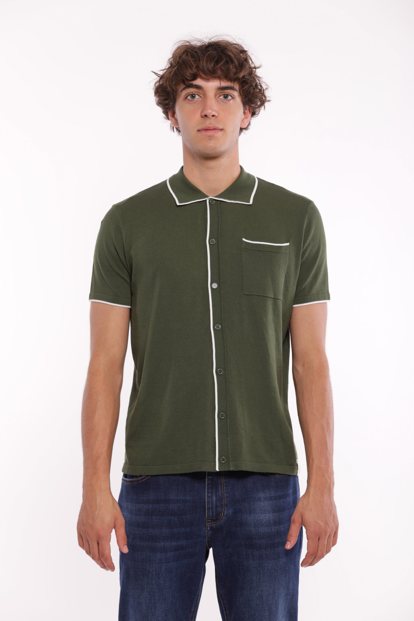 CAMICIA A POLO IN MAGLIA A CONTRASTO