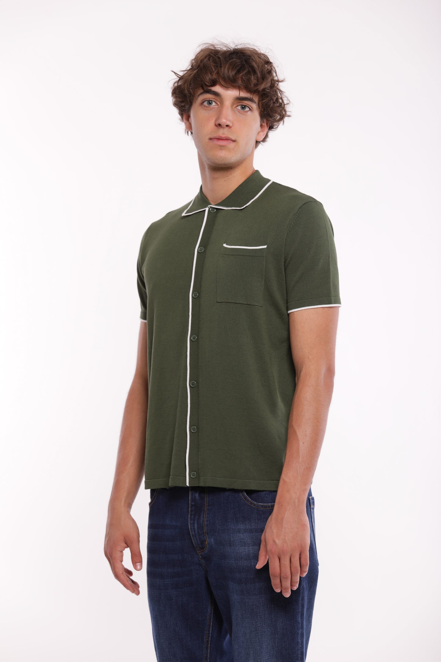 CAMICIA A POLO IN MAGLIA A CONTRASTO