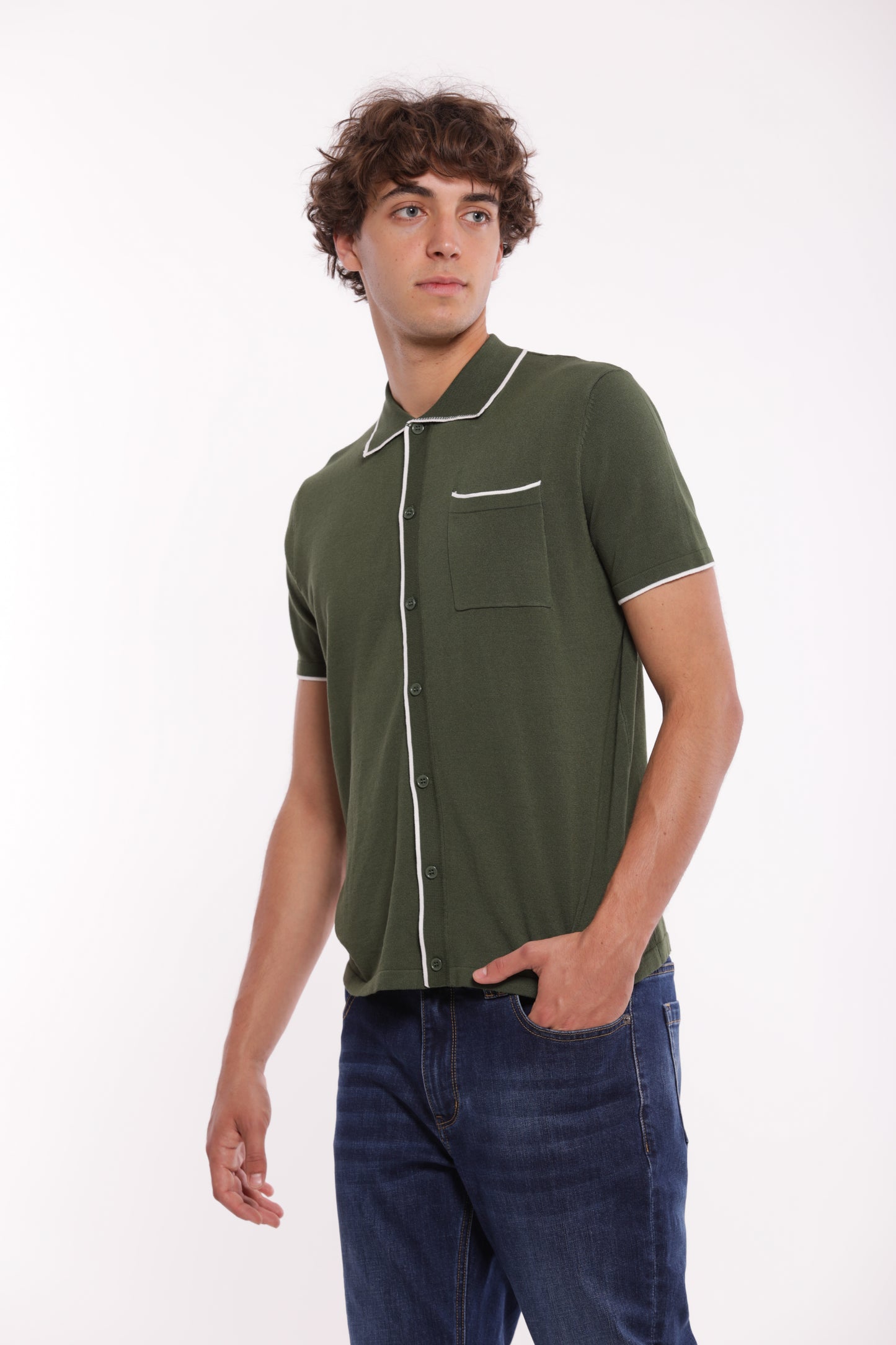 CAMICIA A POLO IN MAGLIA A CONTRASTO