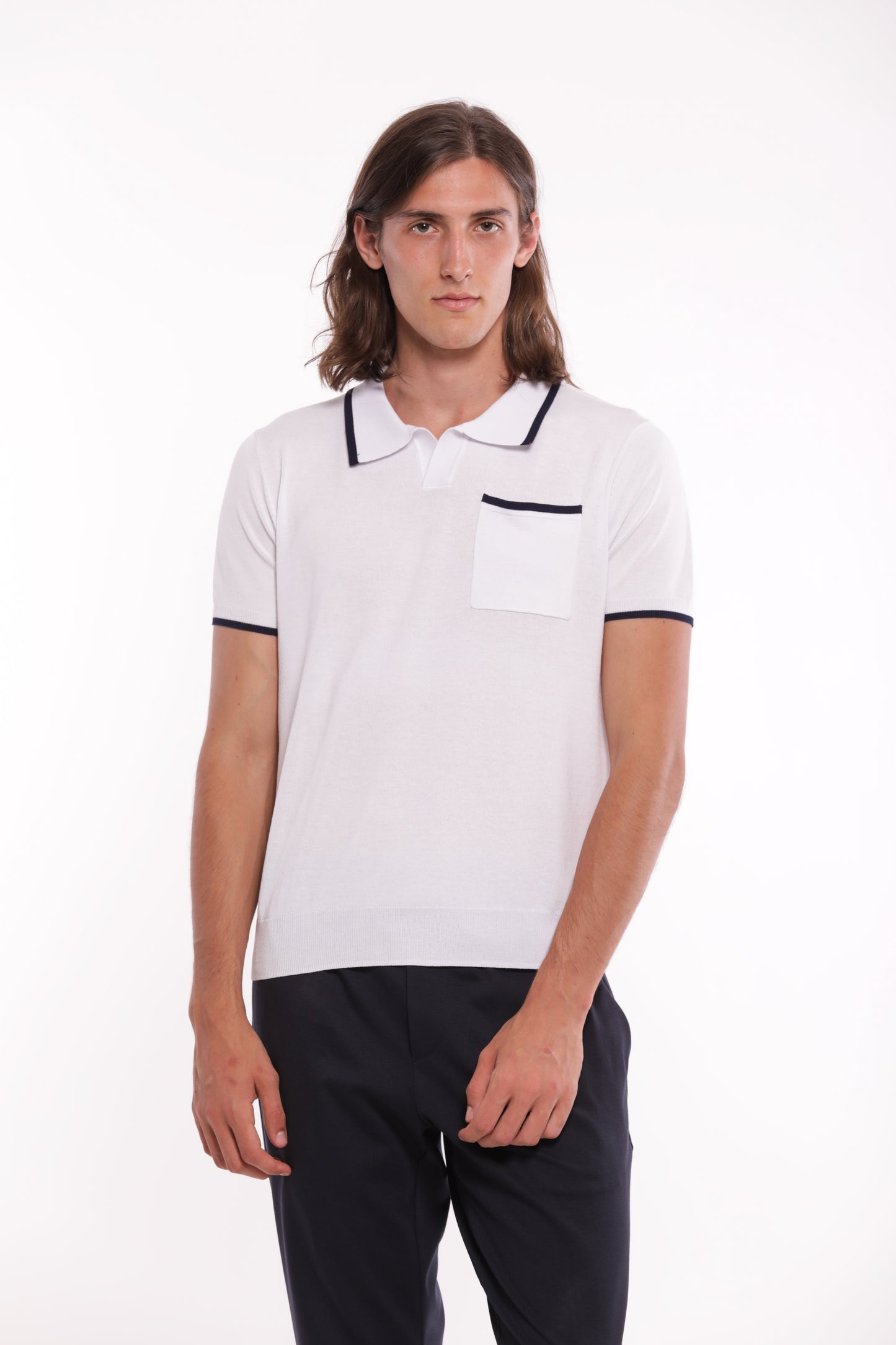 POLO IN MAGLIA A CONTRASTO