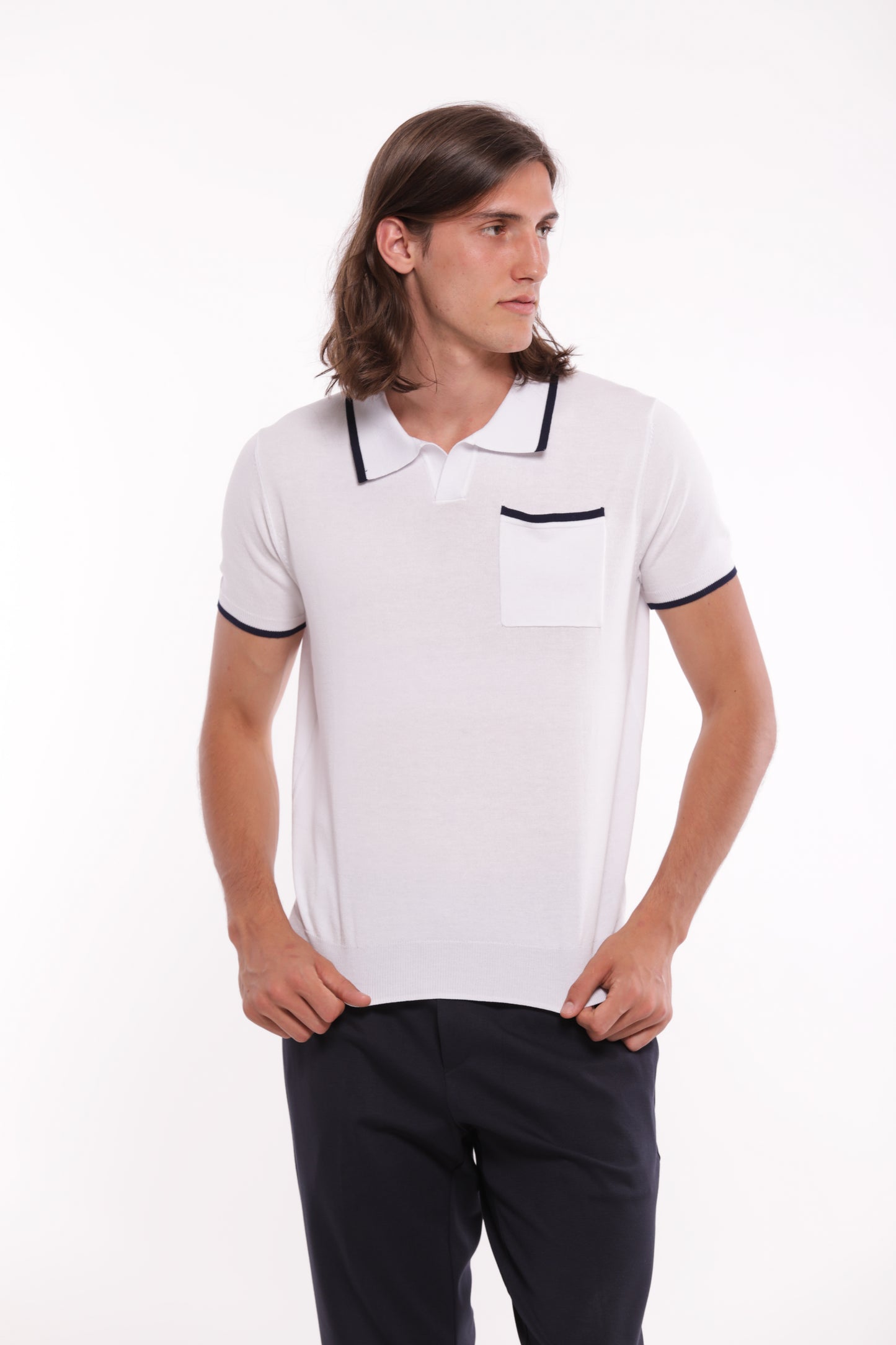 POLO IN MAGLIA A CONTRASTO