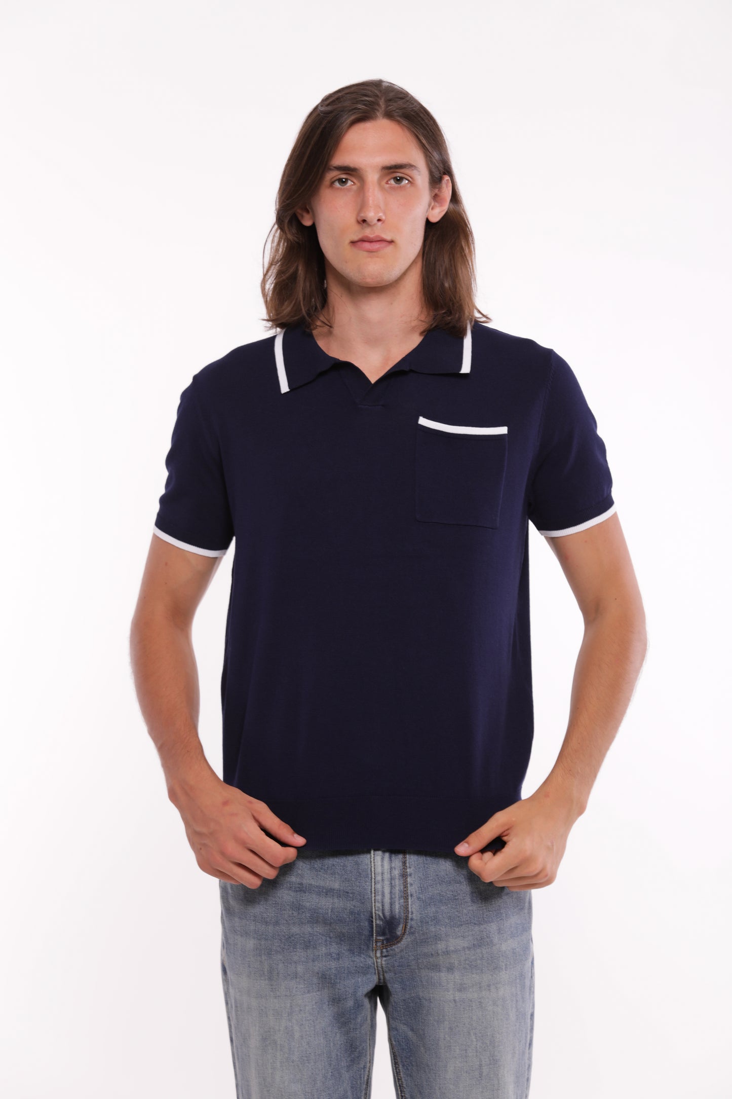 POLO IN MAGLIA A CONTRASTO