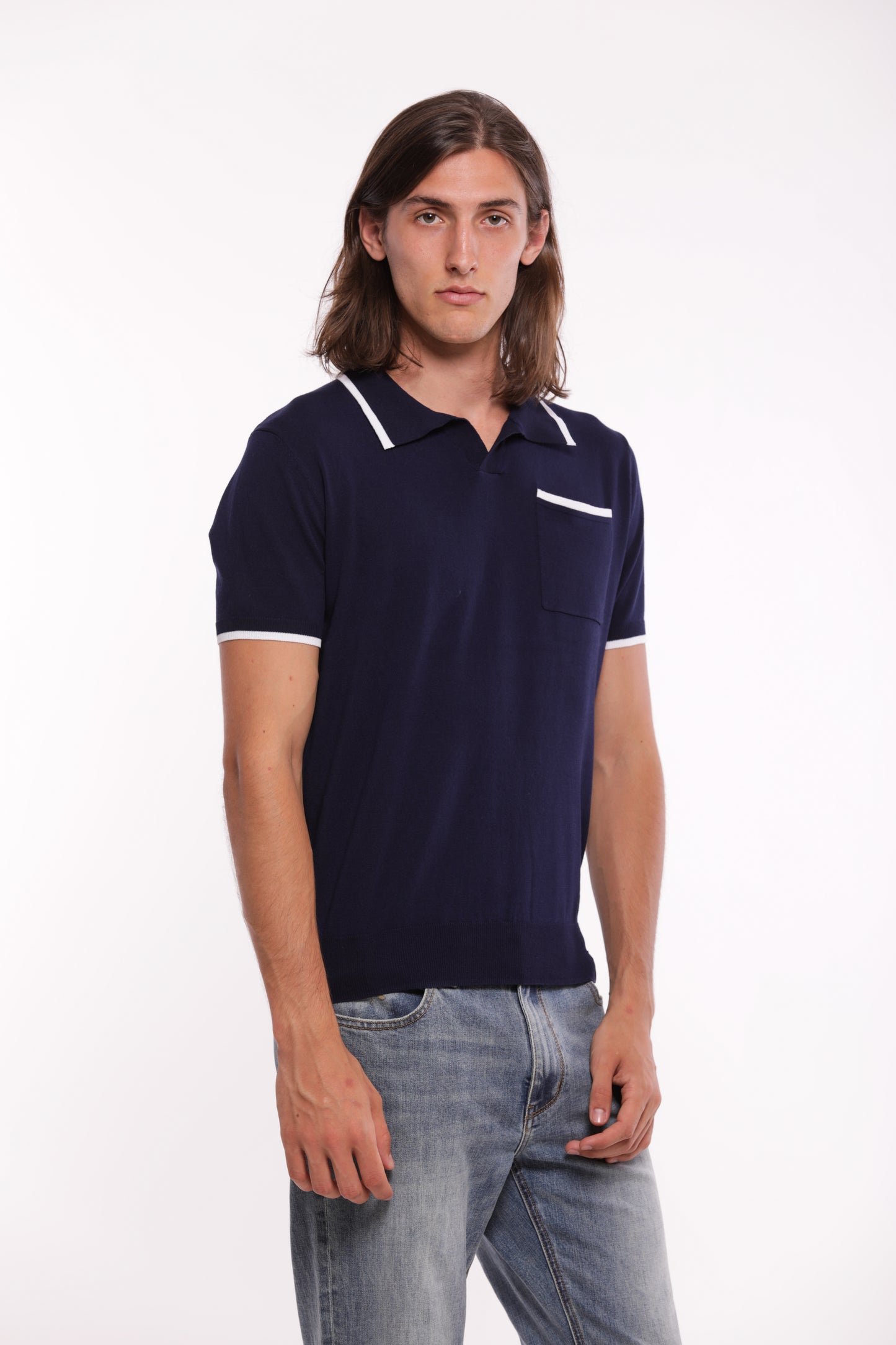 POLO IN MAGLIA A CONTRASTO