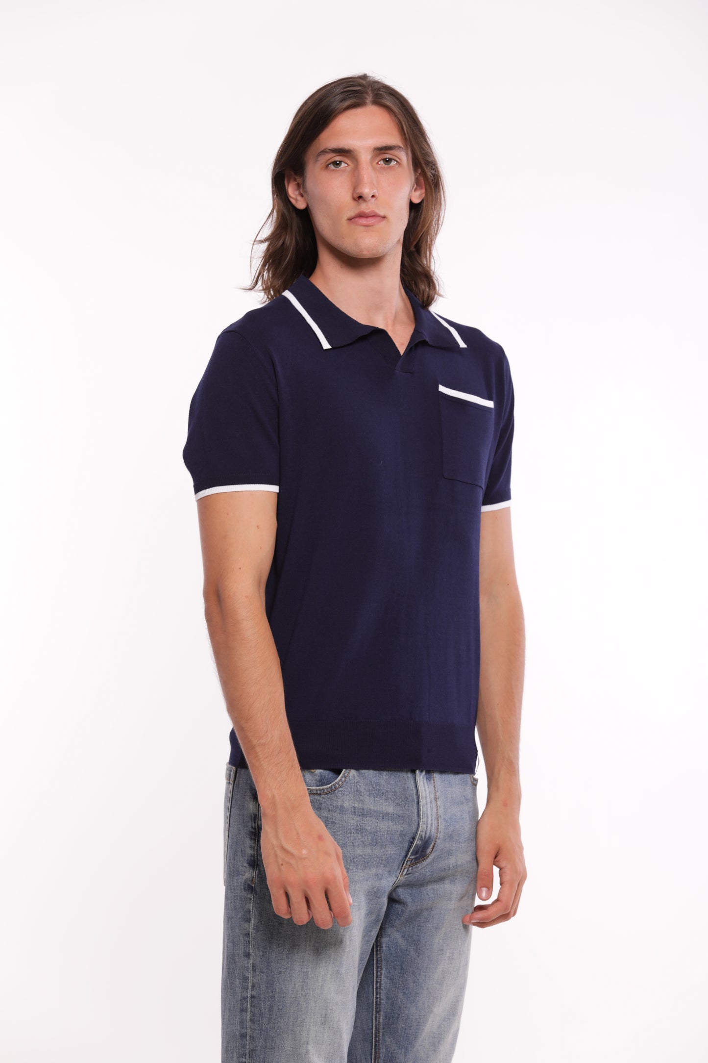 POLO IN MAGLIA A CONTRASTO