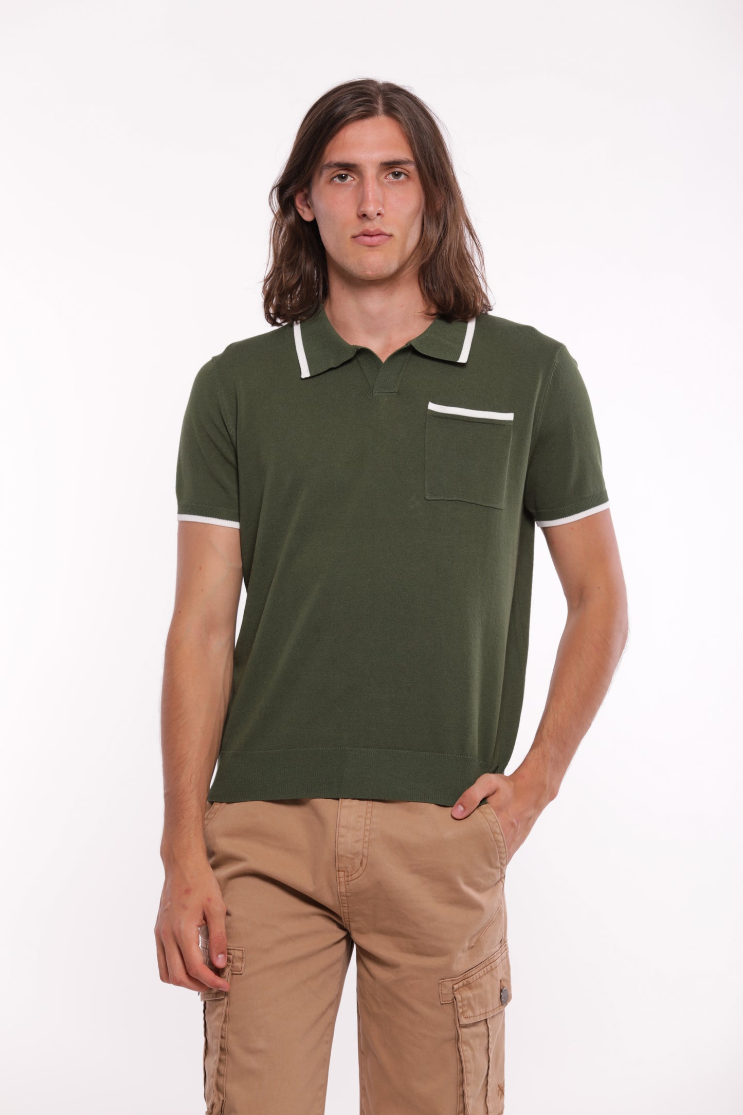 POLO IN MAGLIA A CONTRASTO