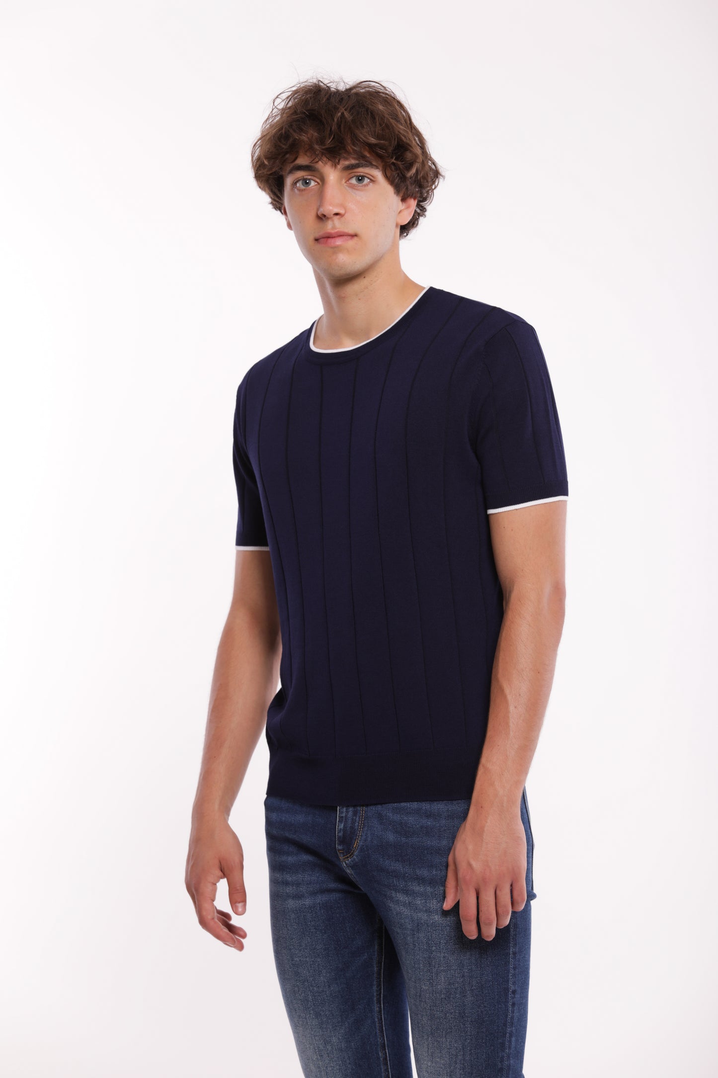MAGLIETTA IN MAGLIA A CONTRASTO