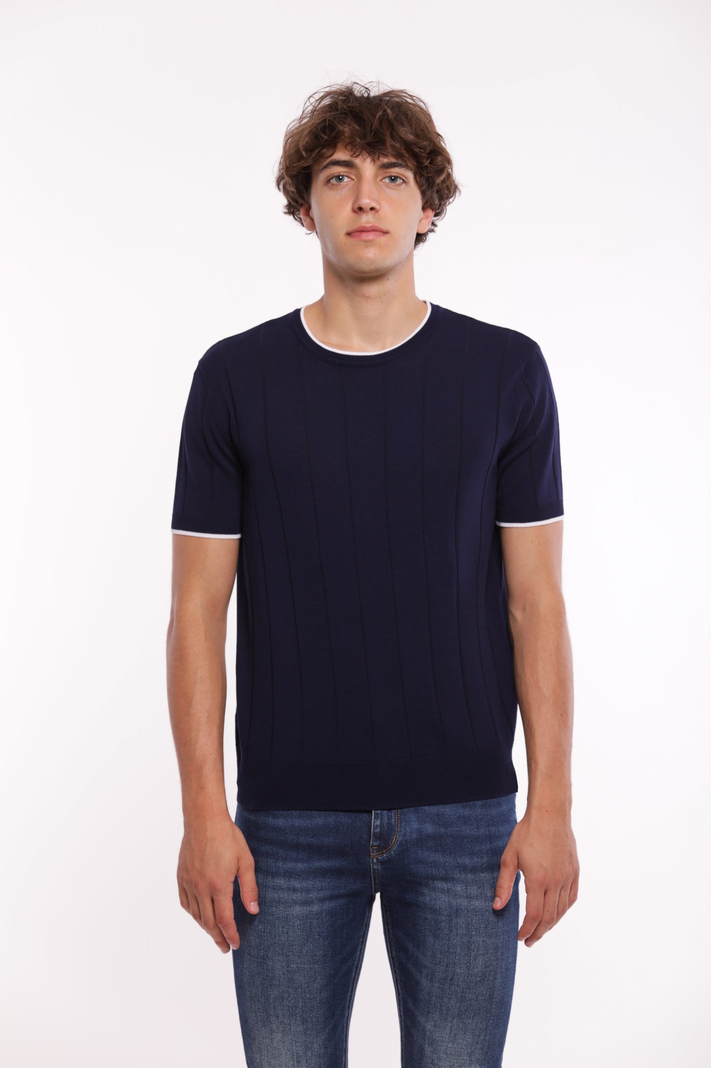 MAGLIETTA IN MAGLIA A CONTRASTO