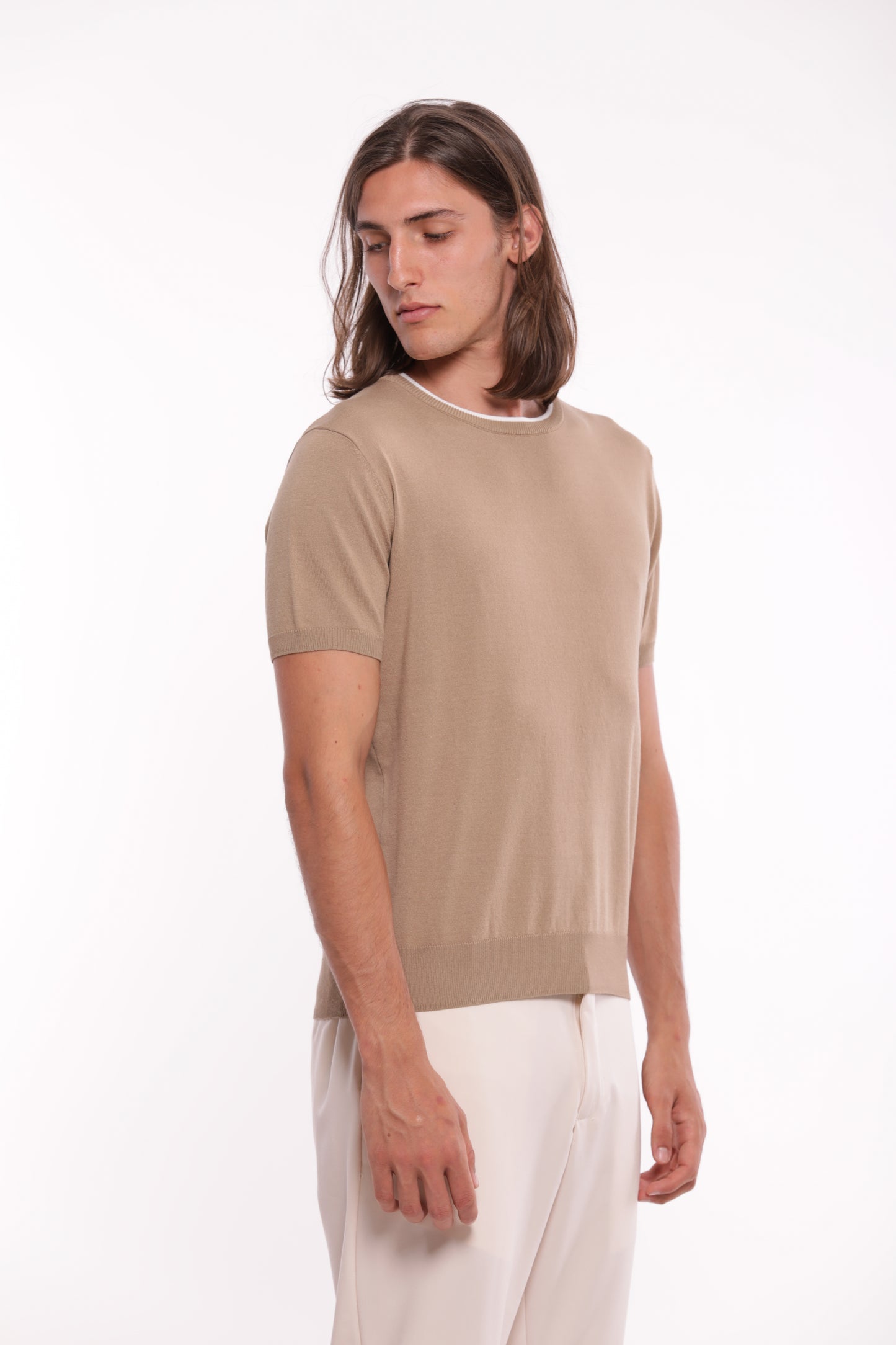 MAGLIETTA IN MAGLIA A CONTRASTO