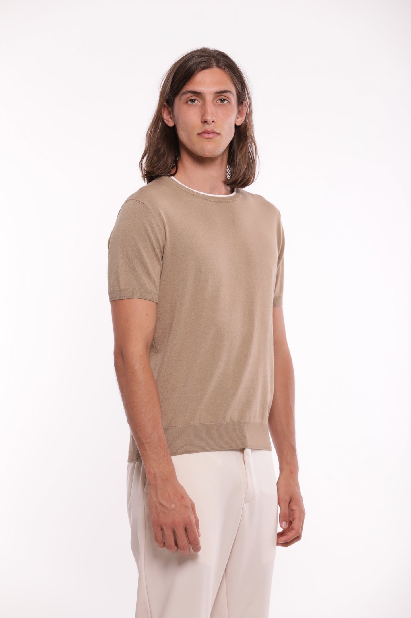 MAGLIETTA IN MAGLIA A CONTRASTO
