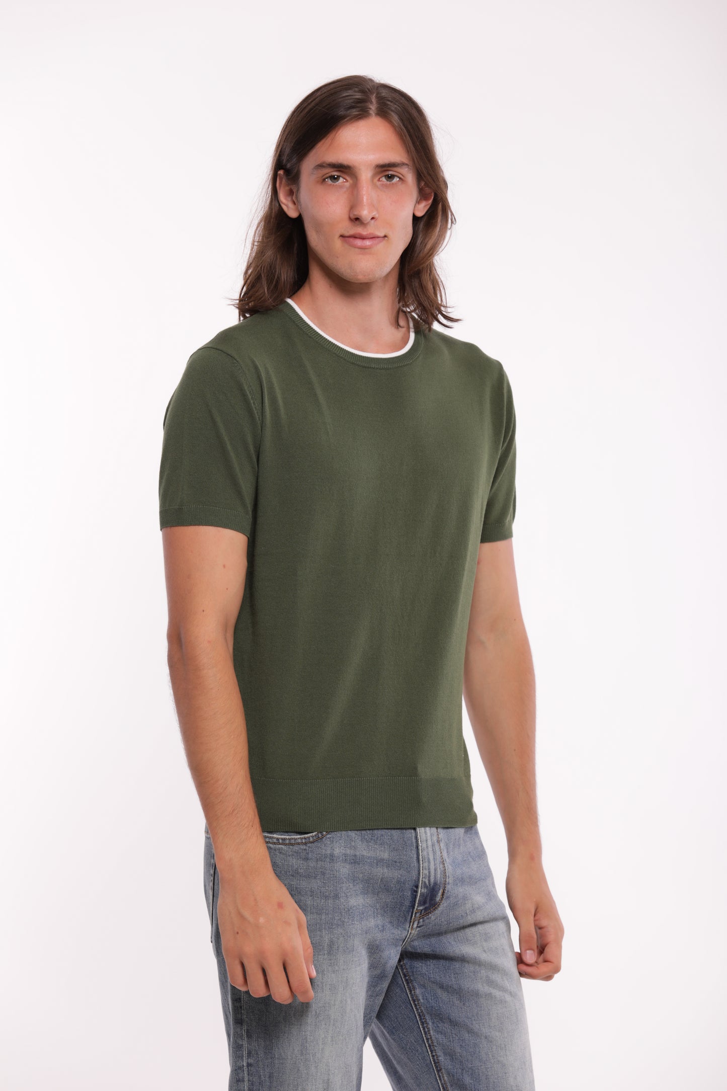 MAGLIETTA IN MAGLIA A CONTRASTO