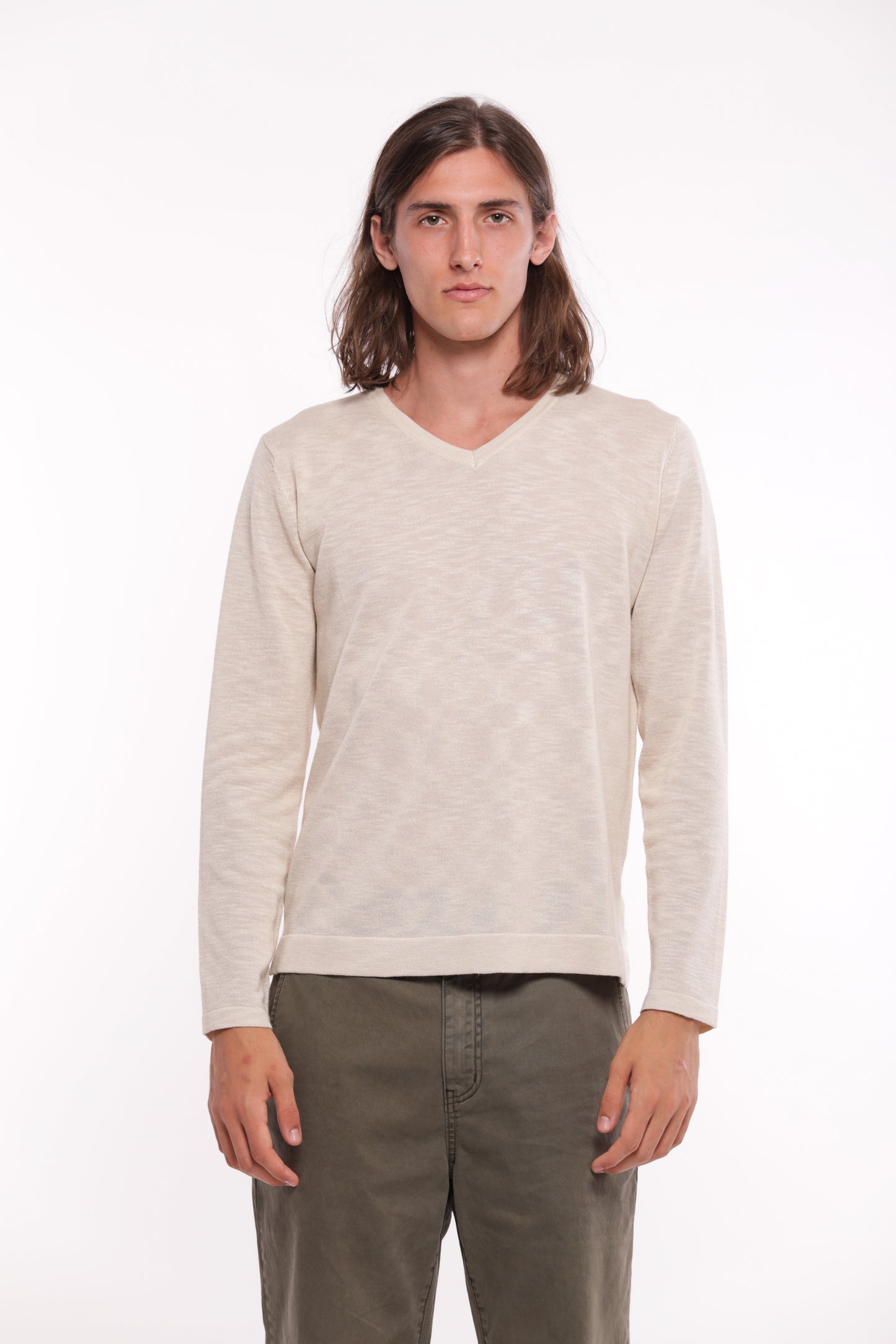 MAGLIA SCOLLO A V IN MISTO VISCOSA