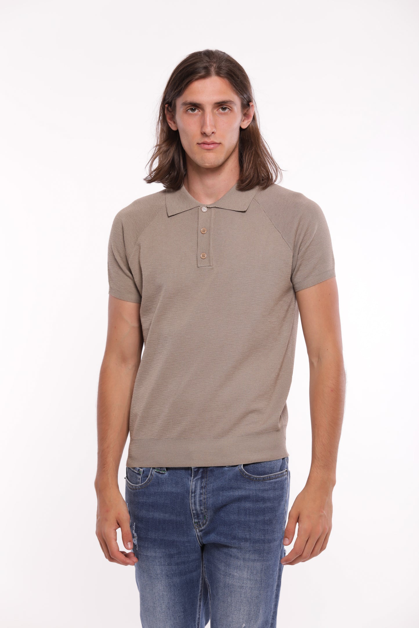 POLO IN MAGLIA CON BOTTONE