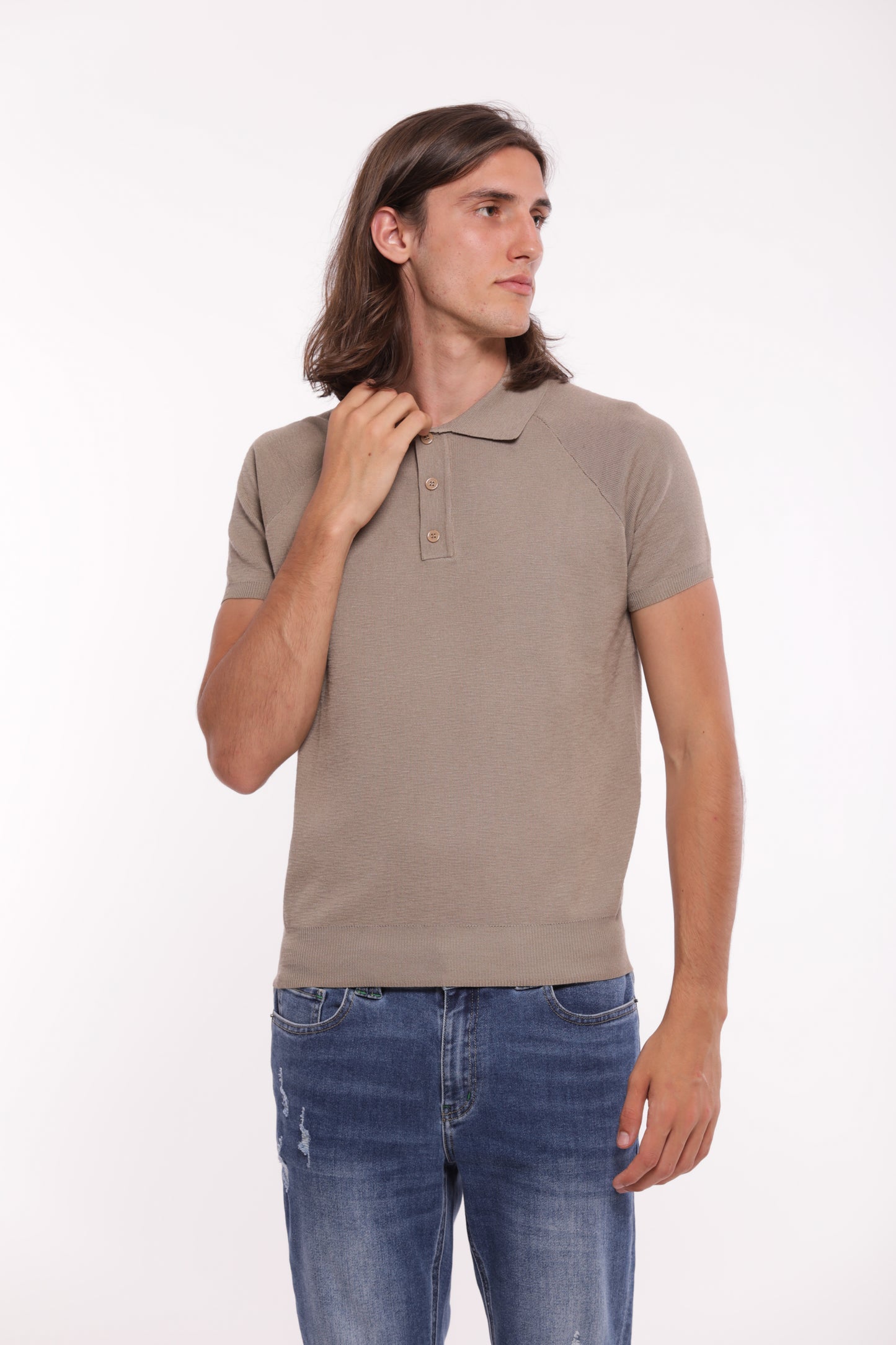 POLO IN MAGLIA CON BOTTONE