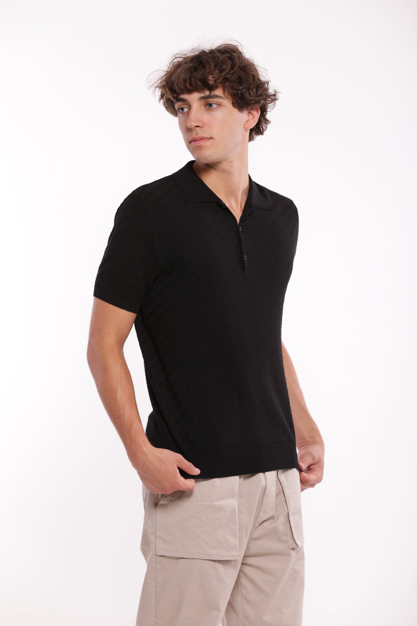 POLO IN MAGLIA OPERATA IN MISTO VISCOSA