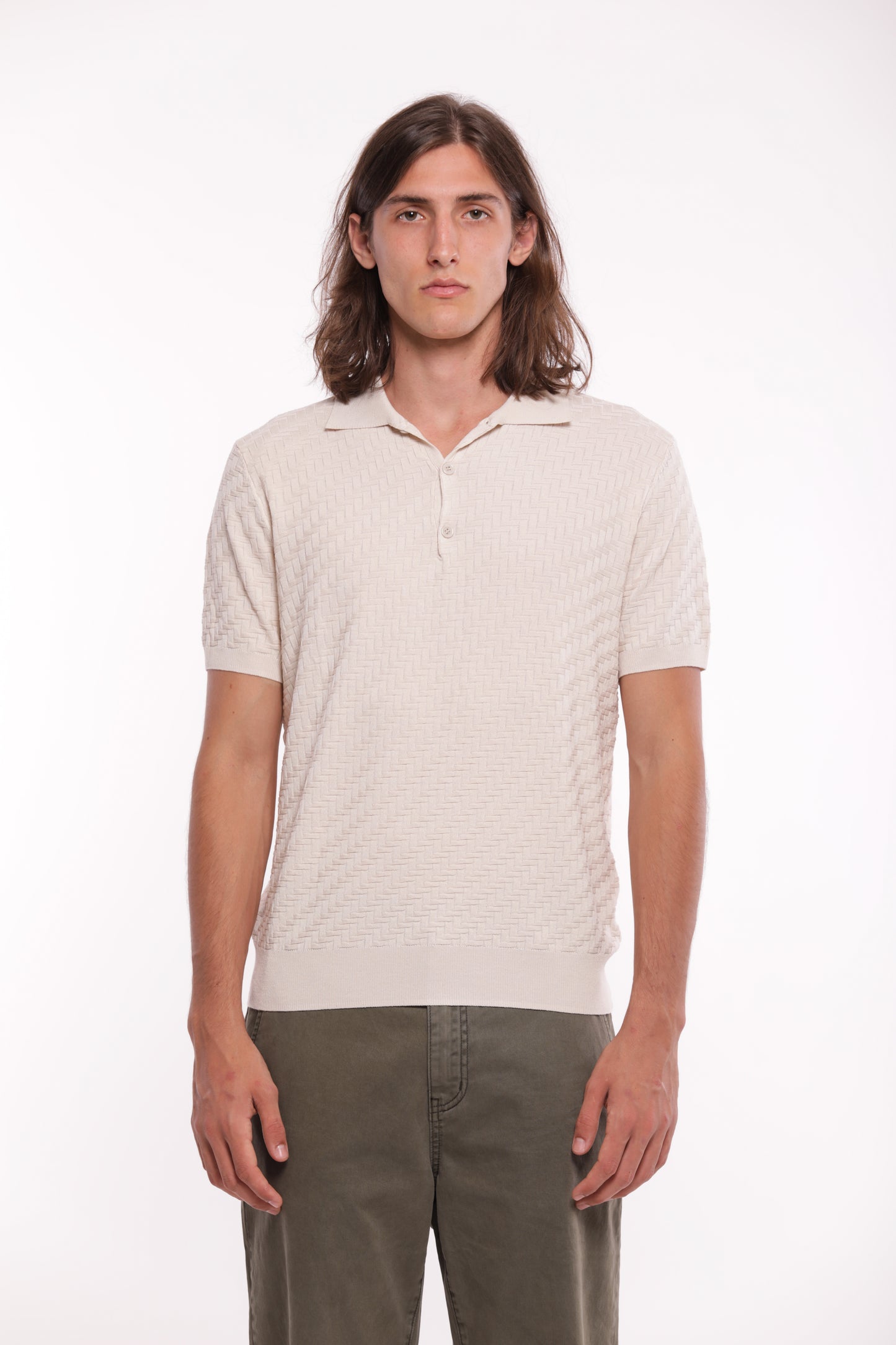 POLO IN MAGLIA OPERATA IN MISTO VISCOSA
