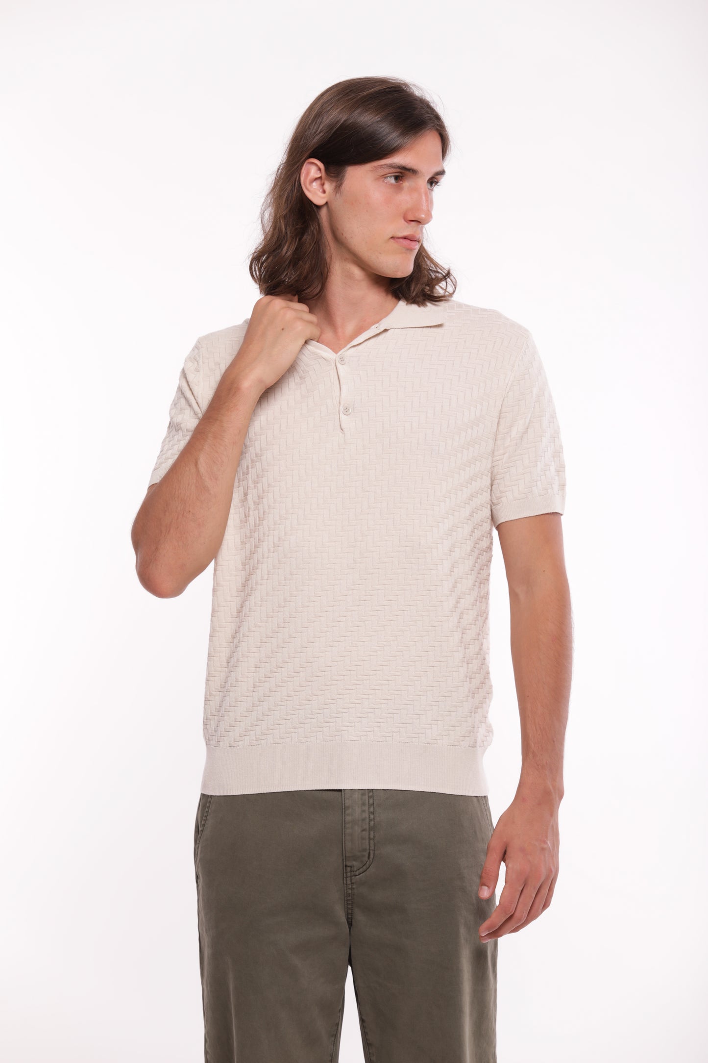 POLO IN MAGLIA OPERATA IN MISTO VISCOSA