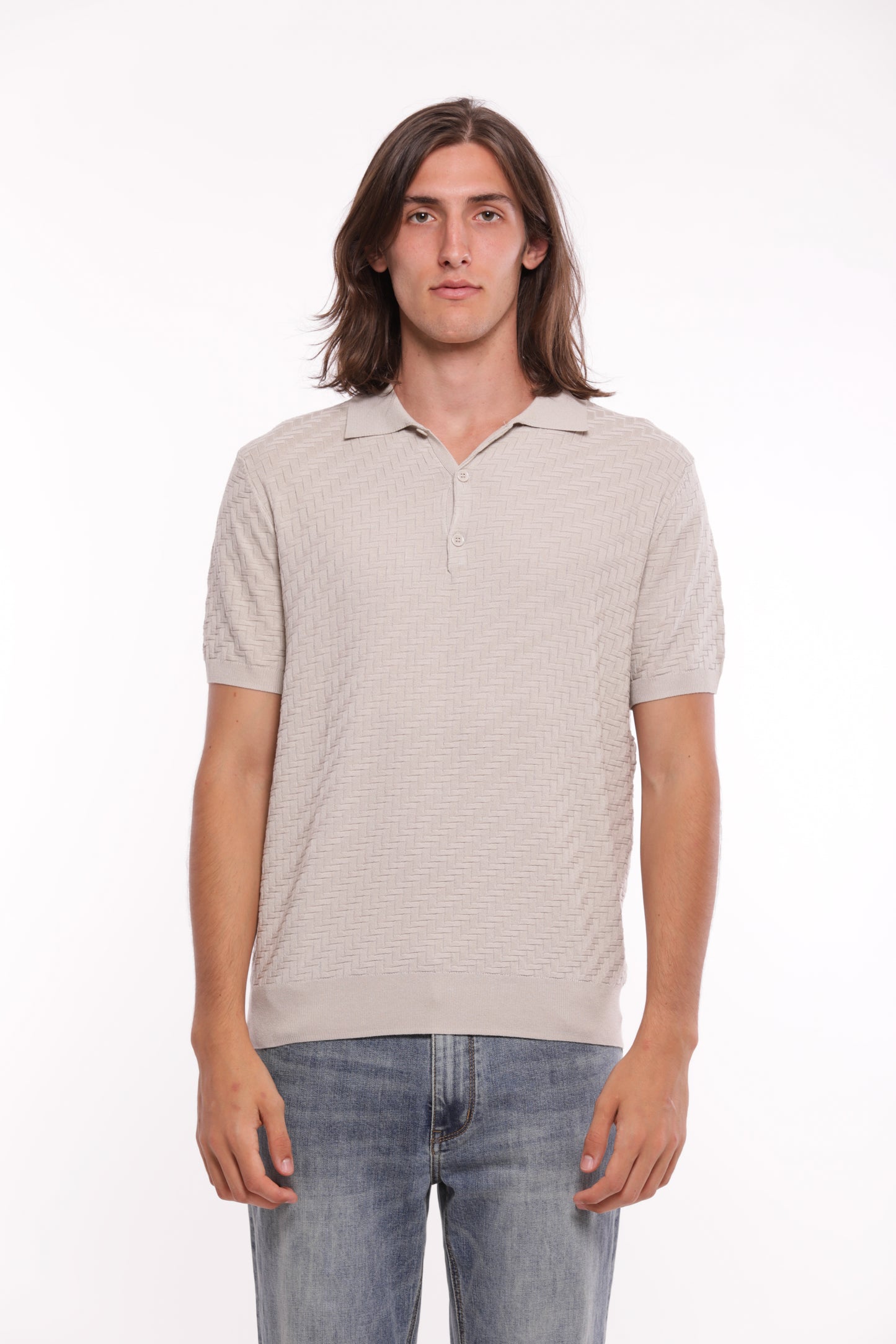 POLO IN MAGLIA OPERATA IN MISTO VISCOSA