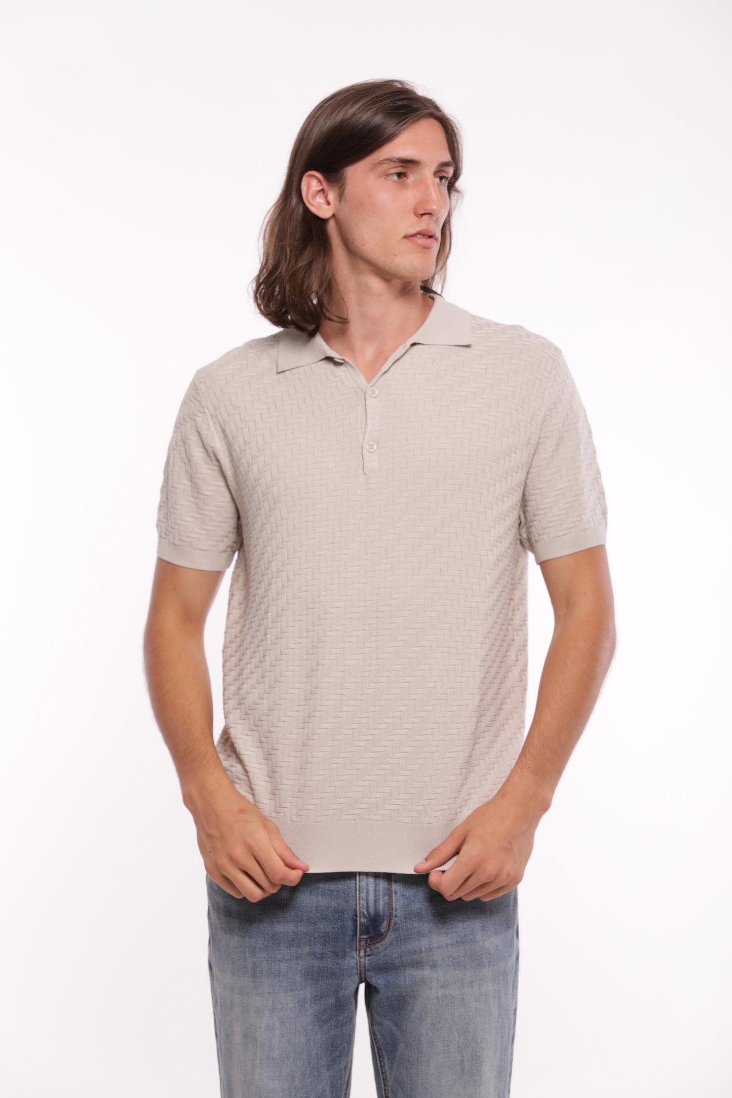 POLO IN MAGLIA OPERATA IN MISTO VISCOSA