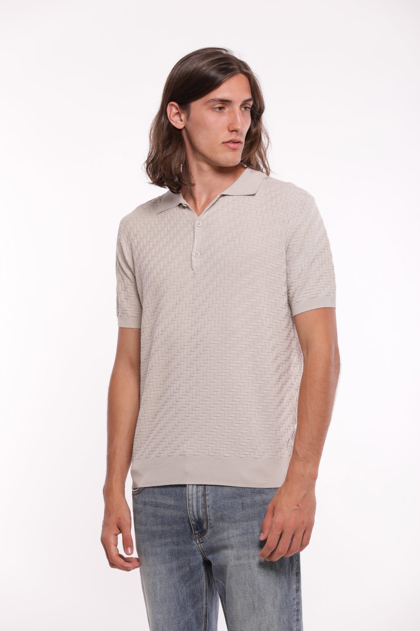 POLO IN MAGLIA OPERATA IN MISTO VISCOSA
