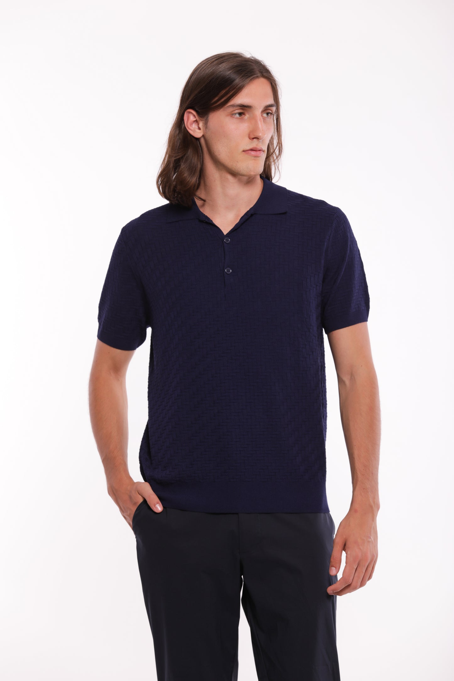 POLO IN MAGLIA OPERATA IN MISTO VISCOSA