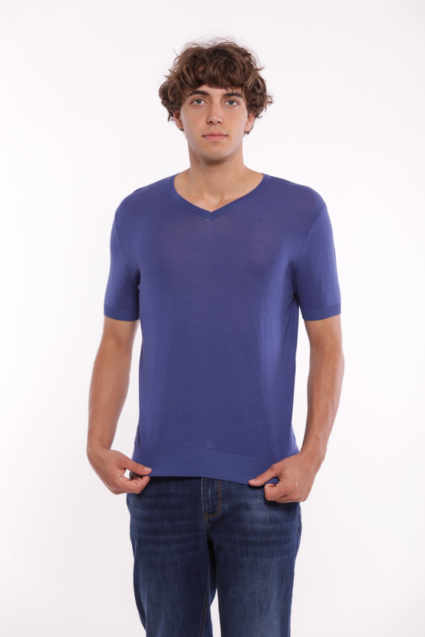 MAGLIA SCOLLO A V CON LYOCELL