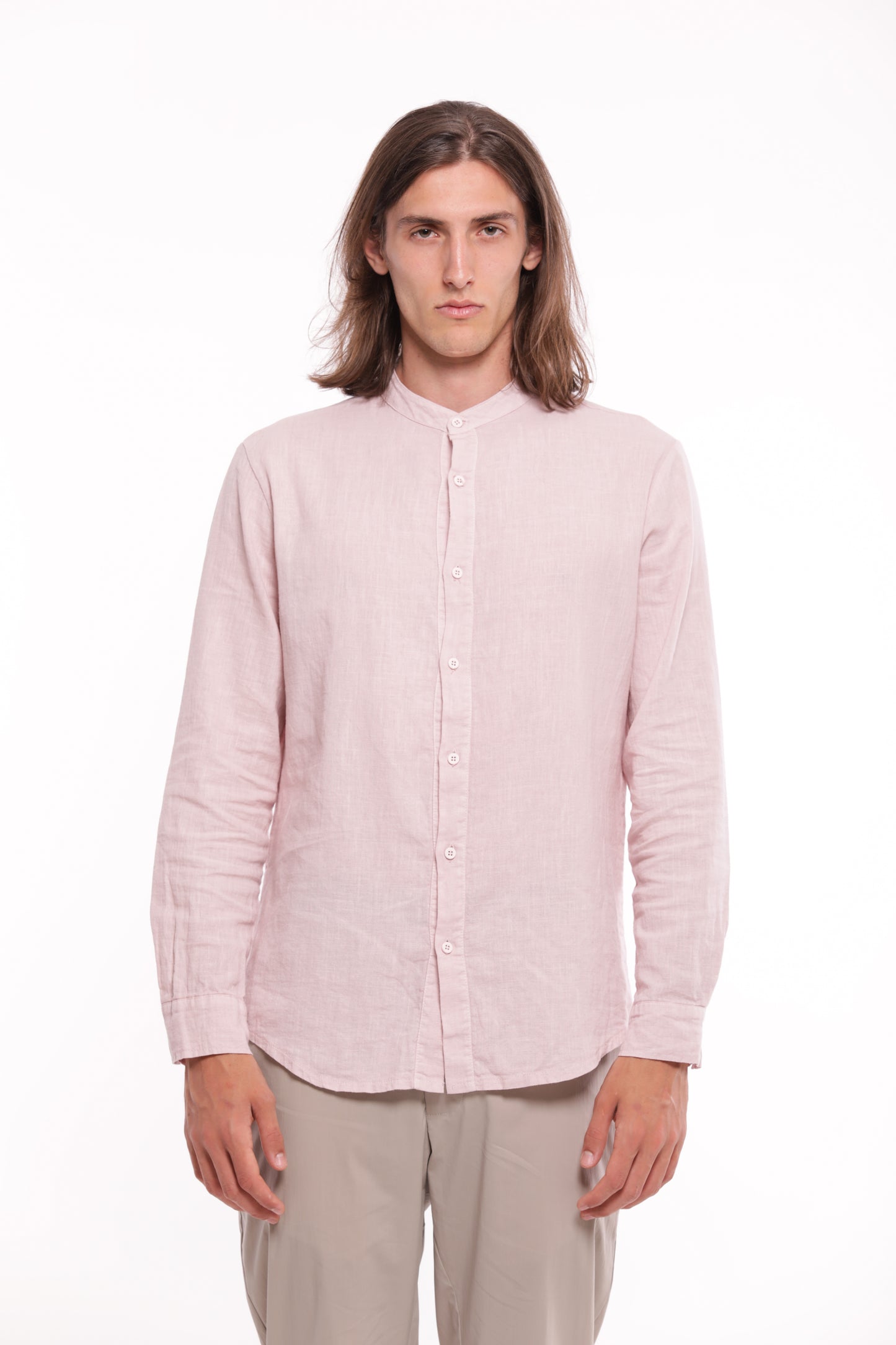 CAMICIA IN LINO CON COLLO ALLA COREANA