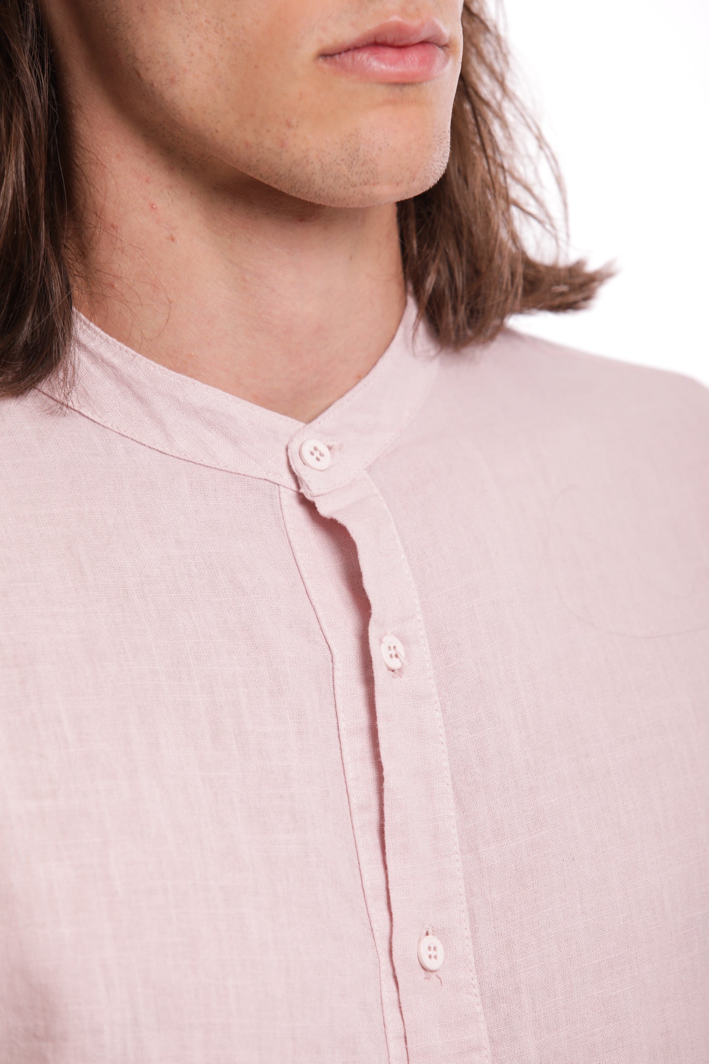 CAMICIA IN LINO CON COLLO ALLA COREANA